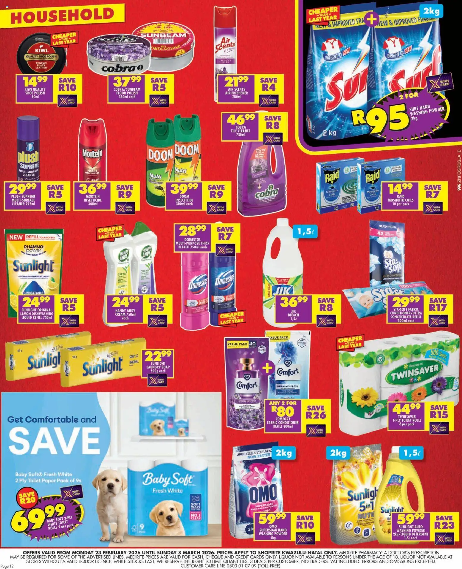 New Shoprite catalogue – valid from 23.02.2026 | Page: 12 | Products: Powder, Washing powder, Detergent, Toilet paper