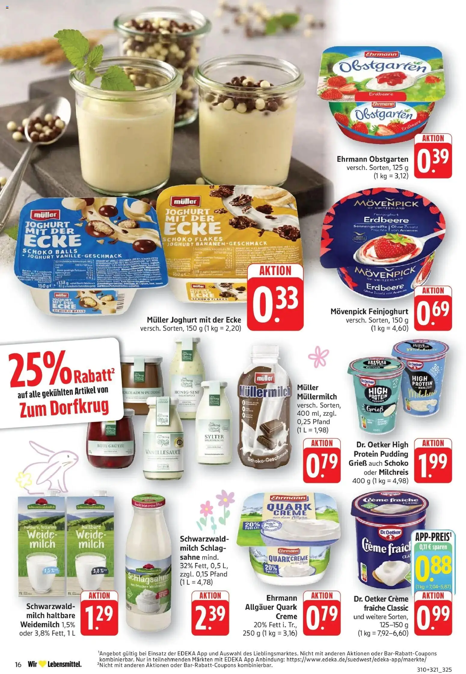 Edeka prospekt Göppingen	 – gültig ab 29.03.2026 | Seite: 16 | Produkte: High protein pudding, Milch, Joghurt, Sahne
