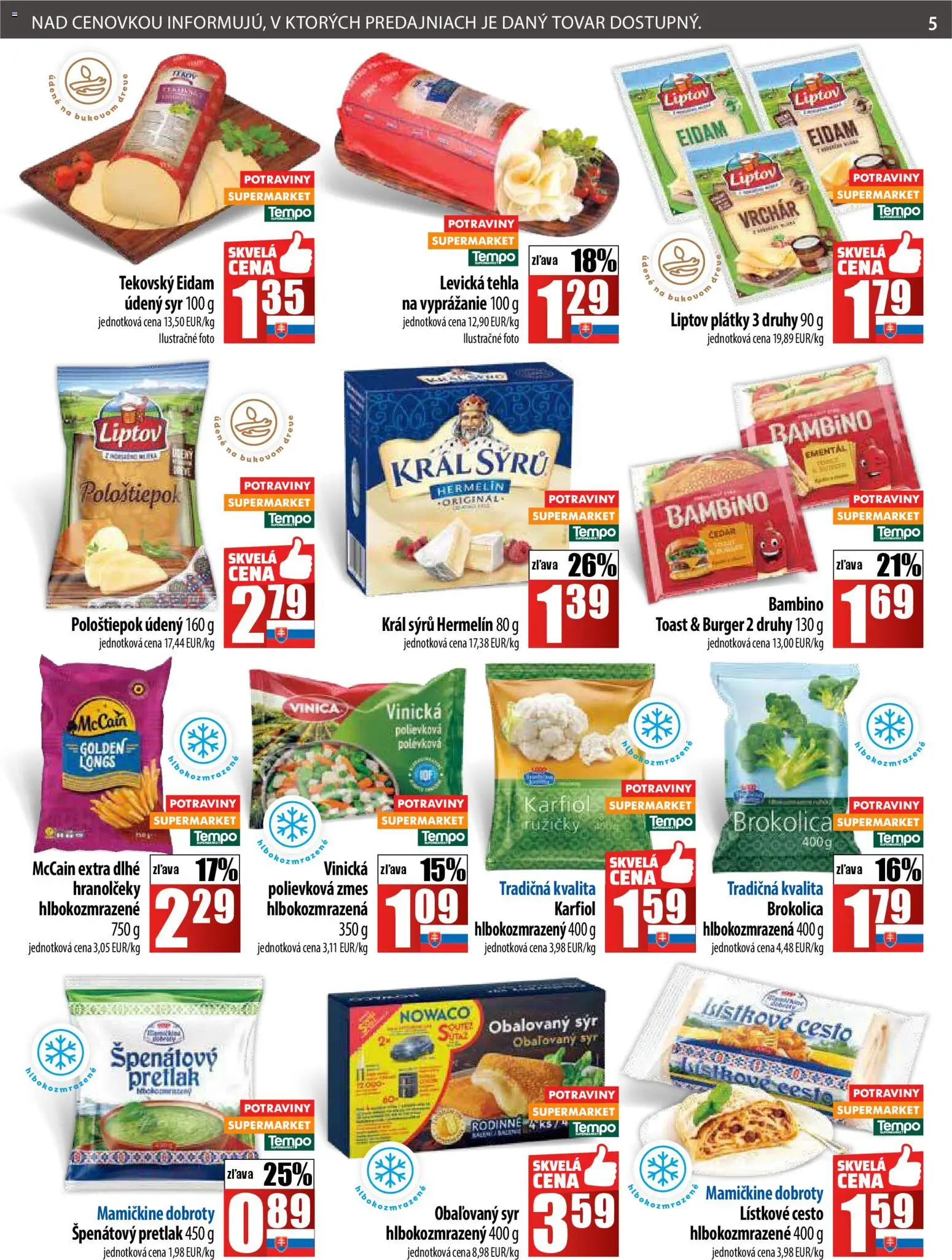 Nové COOP Jednota akcie – leták je platný od 30.10.2025 | Strana: 5 | Produkty: Syr, Eidam, Karfiol, Lístkové cesto