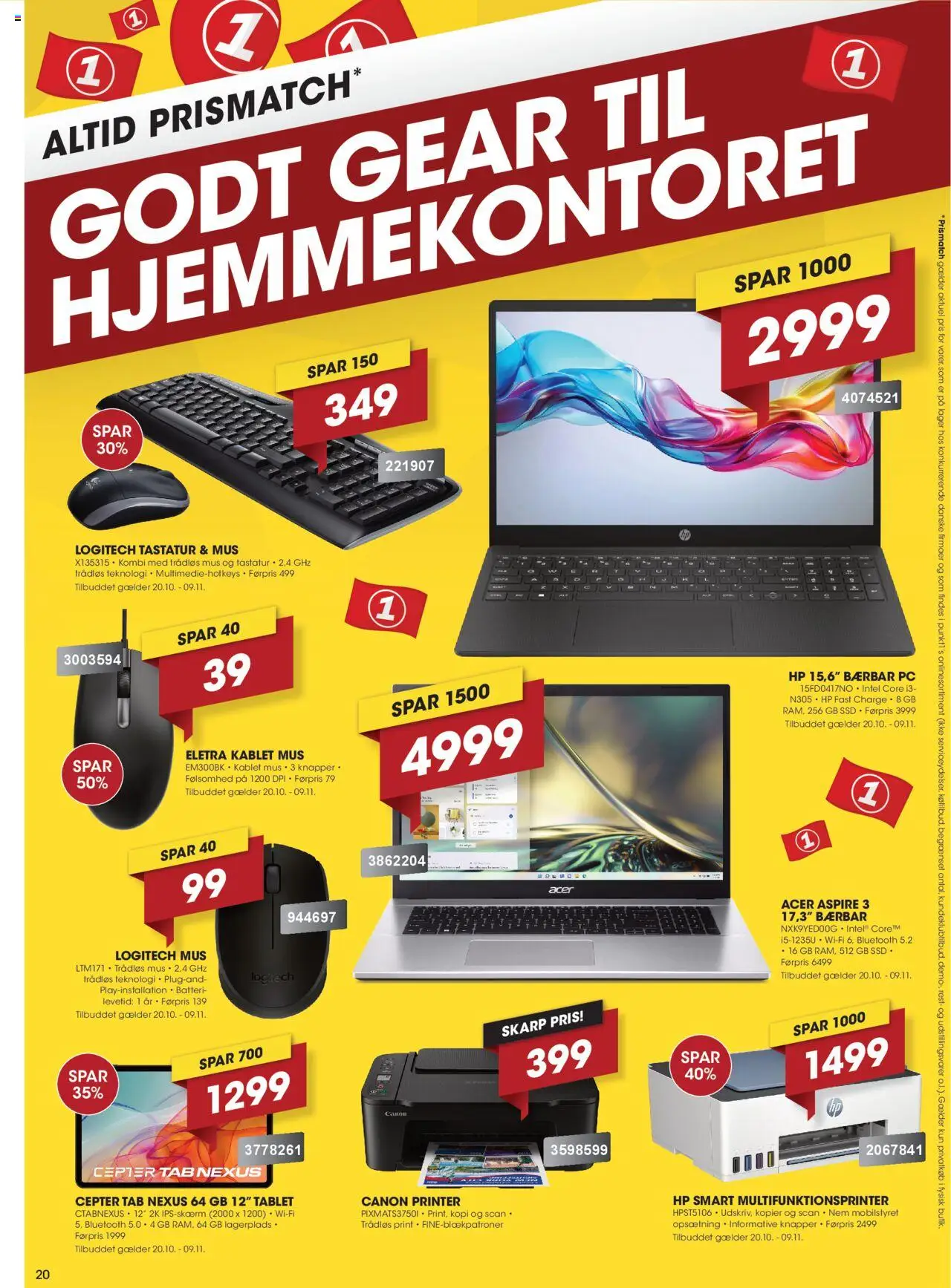 Punkt1 tilbudsavis – gyldig fra 20.10.2025 | Side: 20 | Produkter: PC, Printer, Mus, Søm