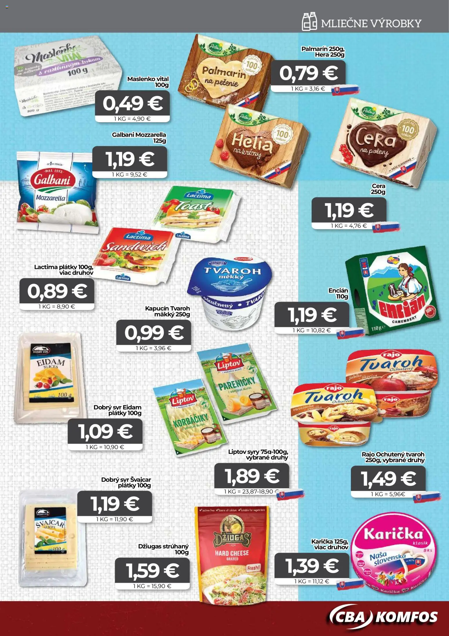 Nové CBA Komfos akcie – leták je platný od 12.12.2025 | Strana: 5 | Produkty: Syr, Mozzarella, Encián, Hera