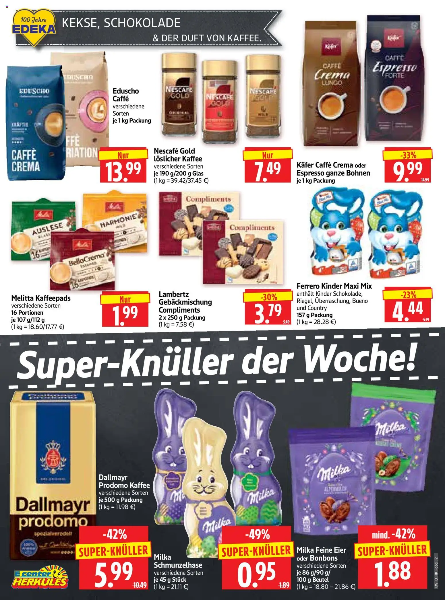 HERKULES Prospekt 	 – gültig ab 23.03.2026 | Seite: 12 | Produkte: Eier, Schokolade, Dallmayr, Nescafe gold