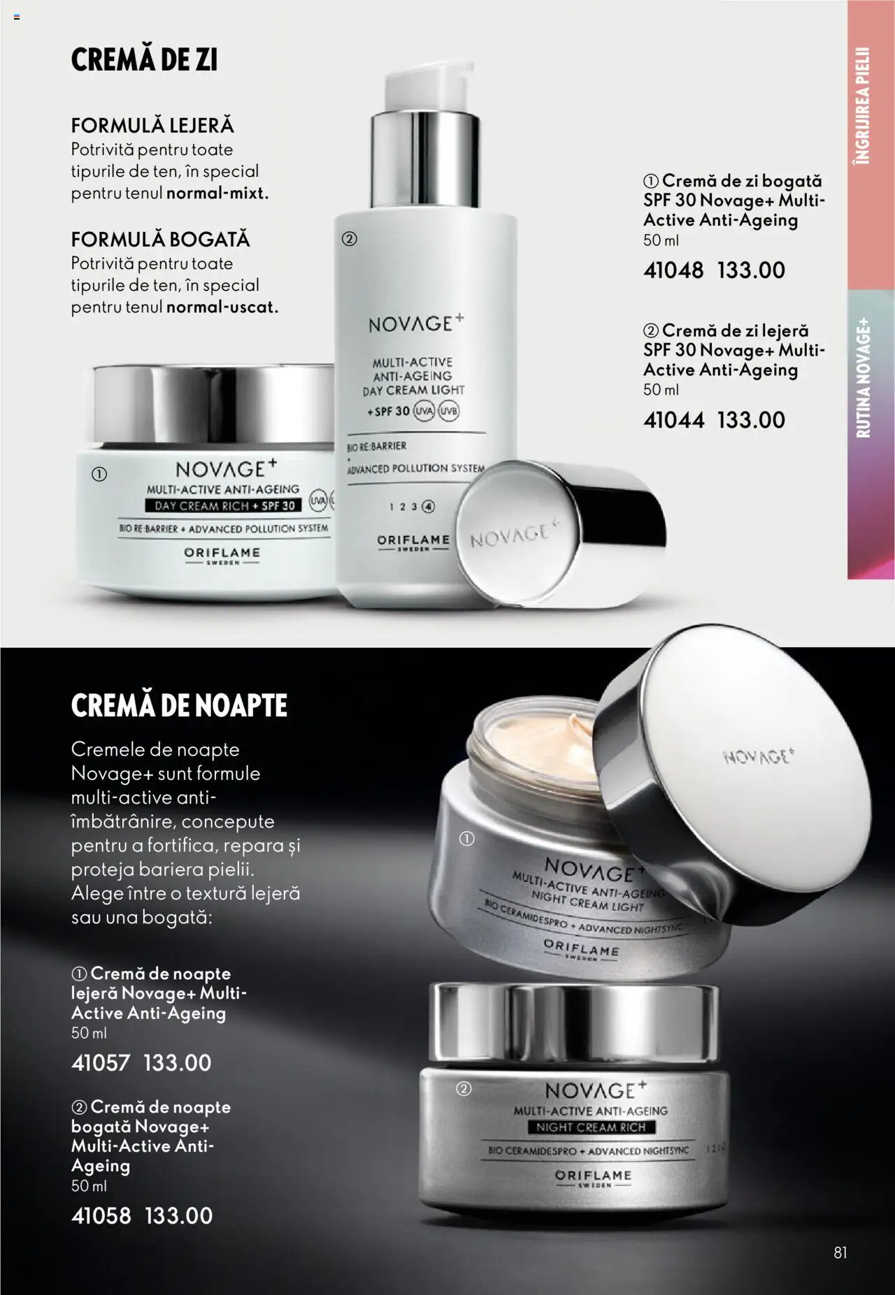 Noul catalog Oriflame – valabil de la 22.10.2025 | Pagină: 81 | Produse: Şerit ödül, Cremă de zi, Cremă de noapte, Cremă