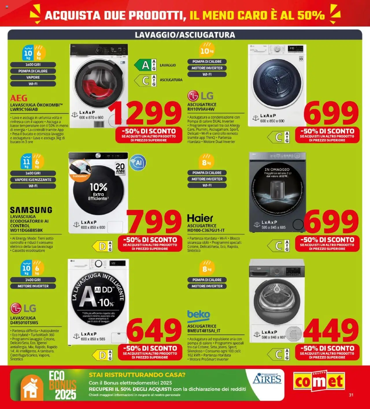 Volantino Comet del 26.09.2025 | Pagina: 31 | Prodotti: Friggitrice ad aria, Lavasciuga, Asciugatrice, Samsung