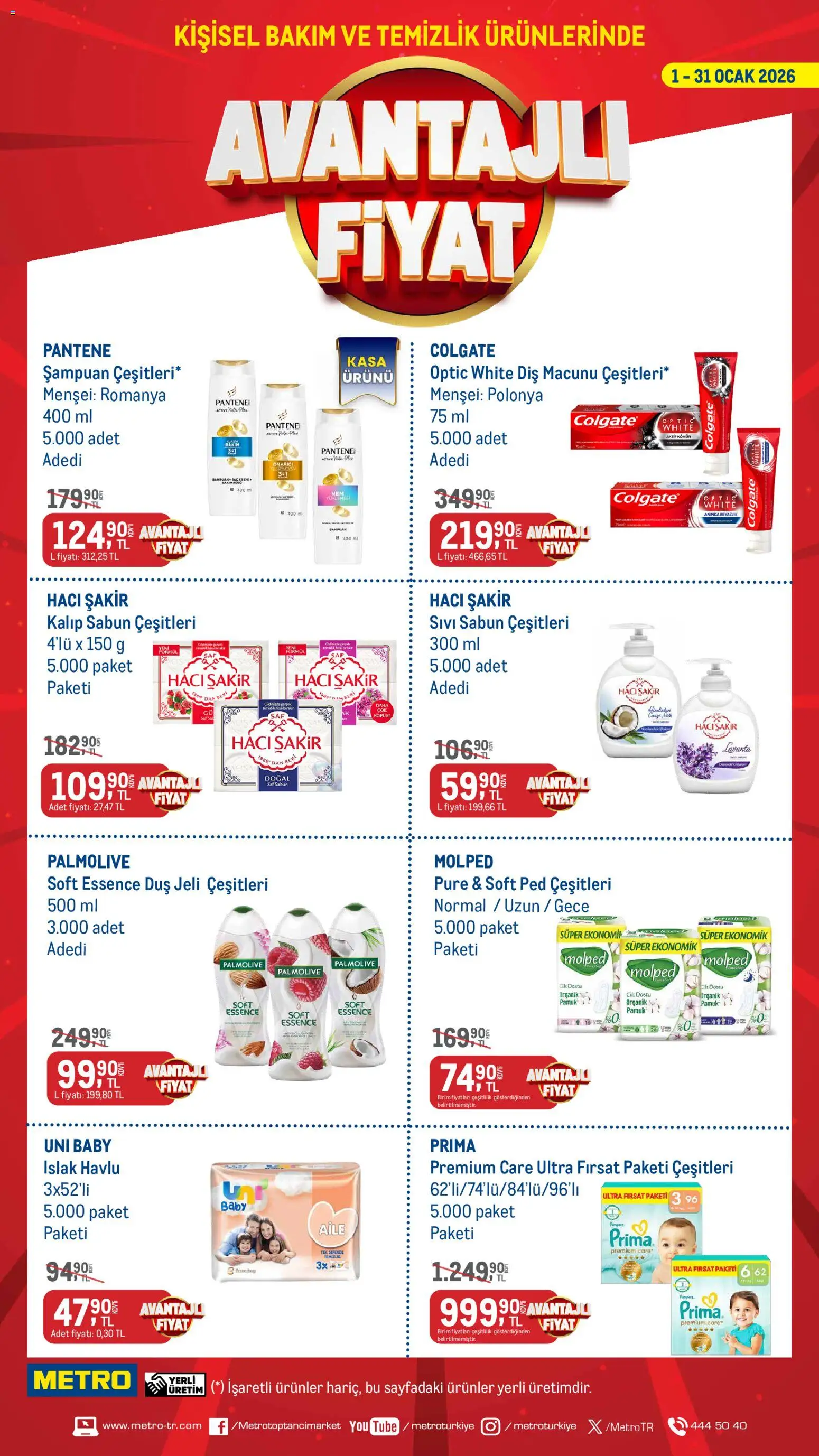 Metro - Kişisel Bakım ve Temizlik Ürünleri - 01.01.2026 tarihinden itibaren geçerlidir | Sayfa: 1 | Ürünler: Duş, Şampuan, Sabun, Duş jeli