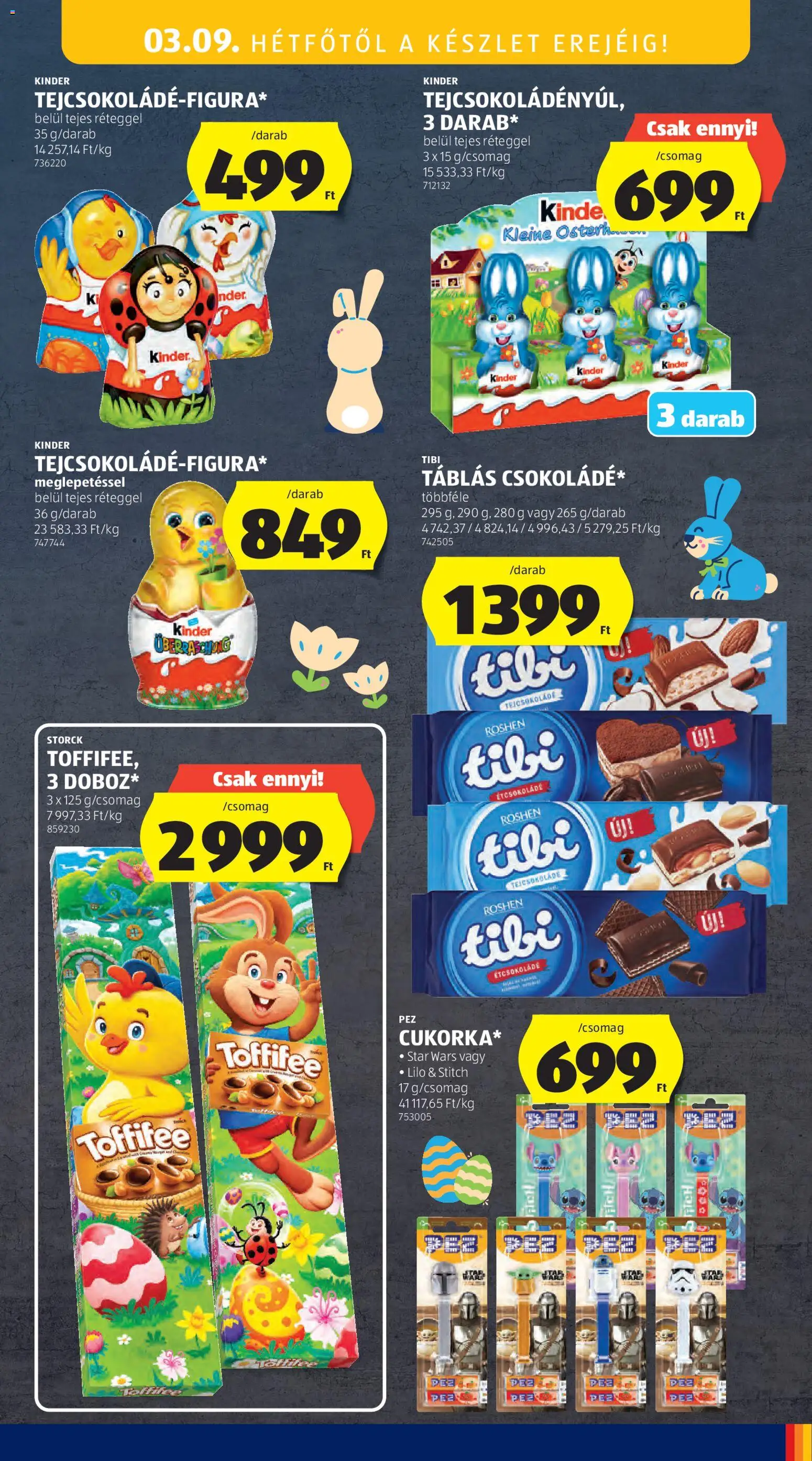 Aldi akciós ujság - amely érvényes a következő dátumtól: 05.03.2026 | Oldal: 73 | Termékek: Étcsokoládé, Tejcsokoládé, Toffifee