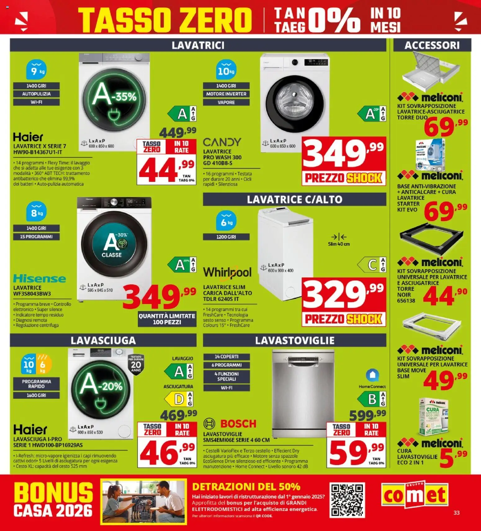 Volantino Comet del 23.04.2026 | Pagina: 33 | Prodotti: Lavasciuga, Lavatrice, Asciugatrice, Lavastoviglie