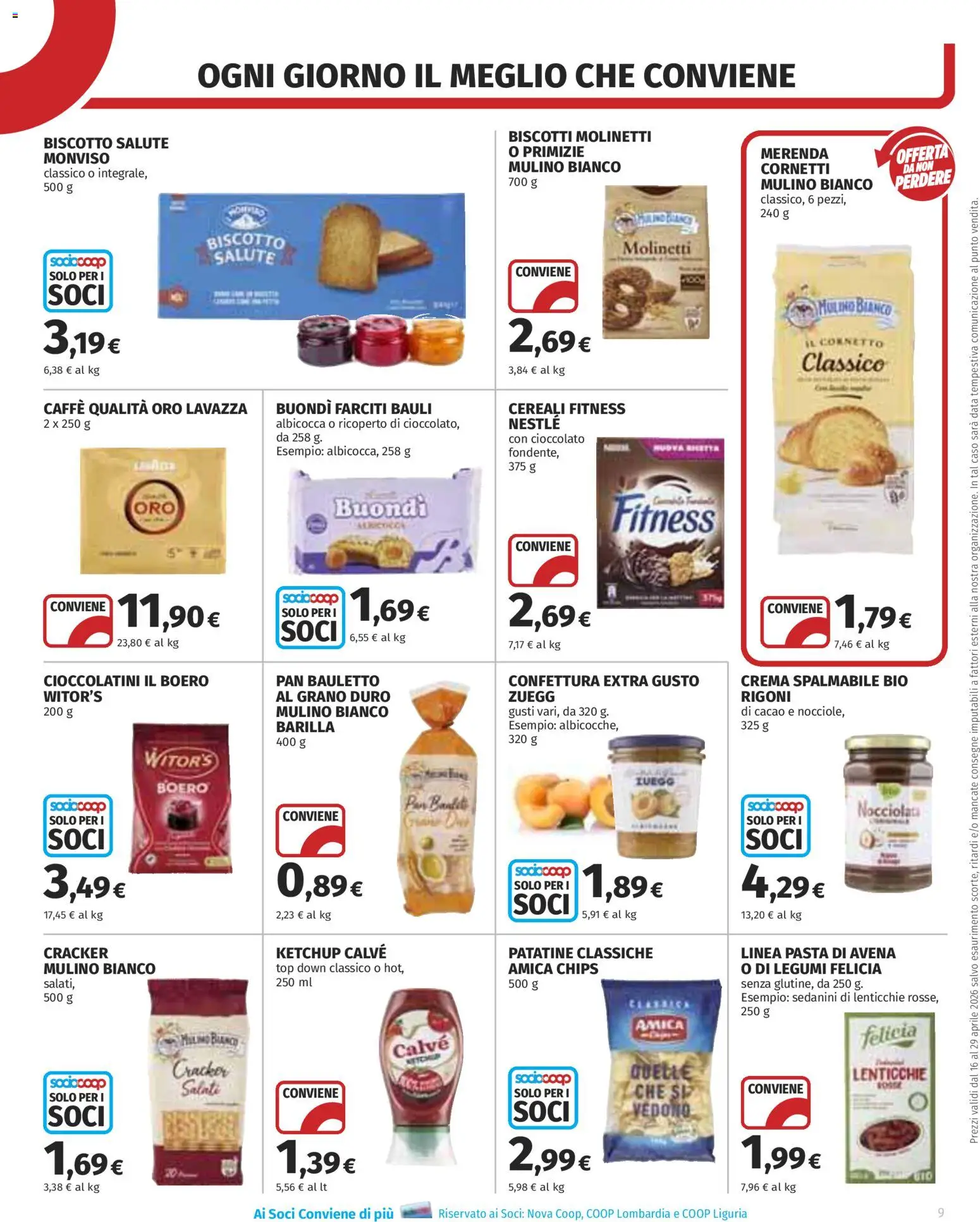 Volantino COOP del 16.04.2026 | Pagina: 9 | Prodotti: Legumi, Patatine, Biscotti, Cioccolatini