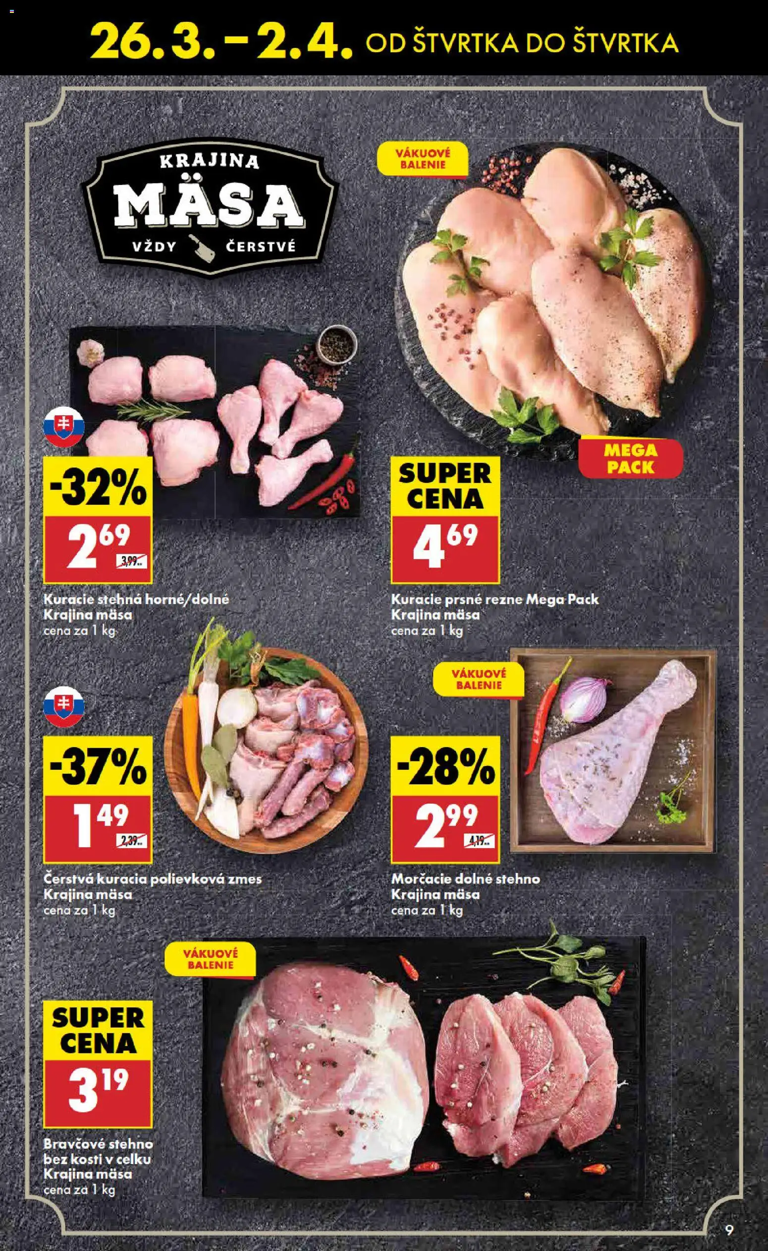 Nové Biedronka akcie – leták je platný od 26.03.2026 | Strana: 9 | Produkty: Bravčové stehno, Kuracie stehná