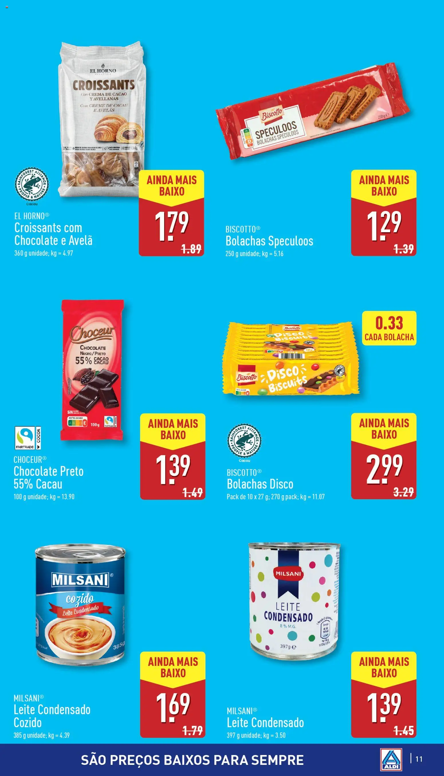 Aldi folheto │ válido de 22.10.2025 | Página: 11 | Produtos: Bolachas, Leite, Chocolate, Creme
