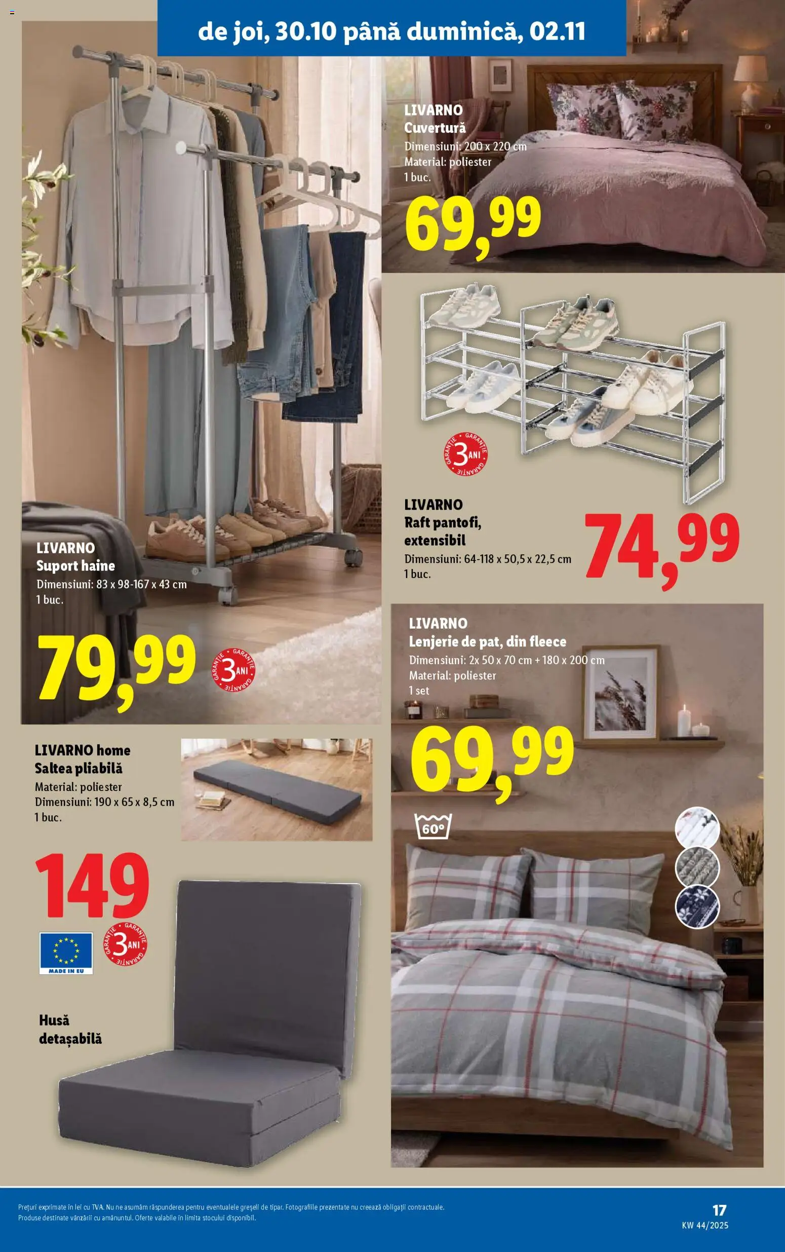 Noul catalog Lidl – valabil de la 27.10.2025 | Pagină: 17 | Produse: Cuvertură, Saltea, Raft, Haine