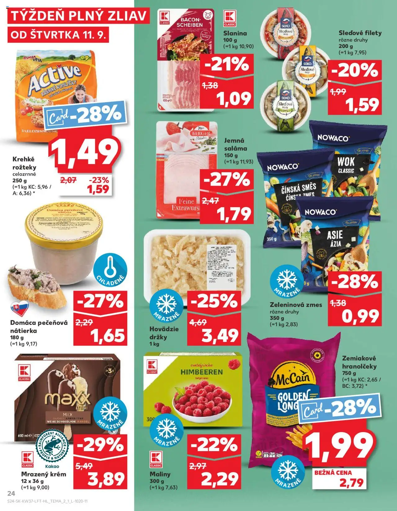 Nové Kaufland akcie – leták je platný od 11.09.2025 | Strana: 24 | Produkty: Saláma, Slanina, Krém, Kakao