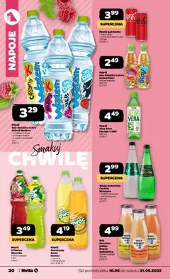 Netto gazetka - Spożywcza od 16.06.2025 | Strona: 20 | Produkty: Limonka, Cechini muszyna, Sok, Woda