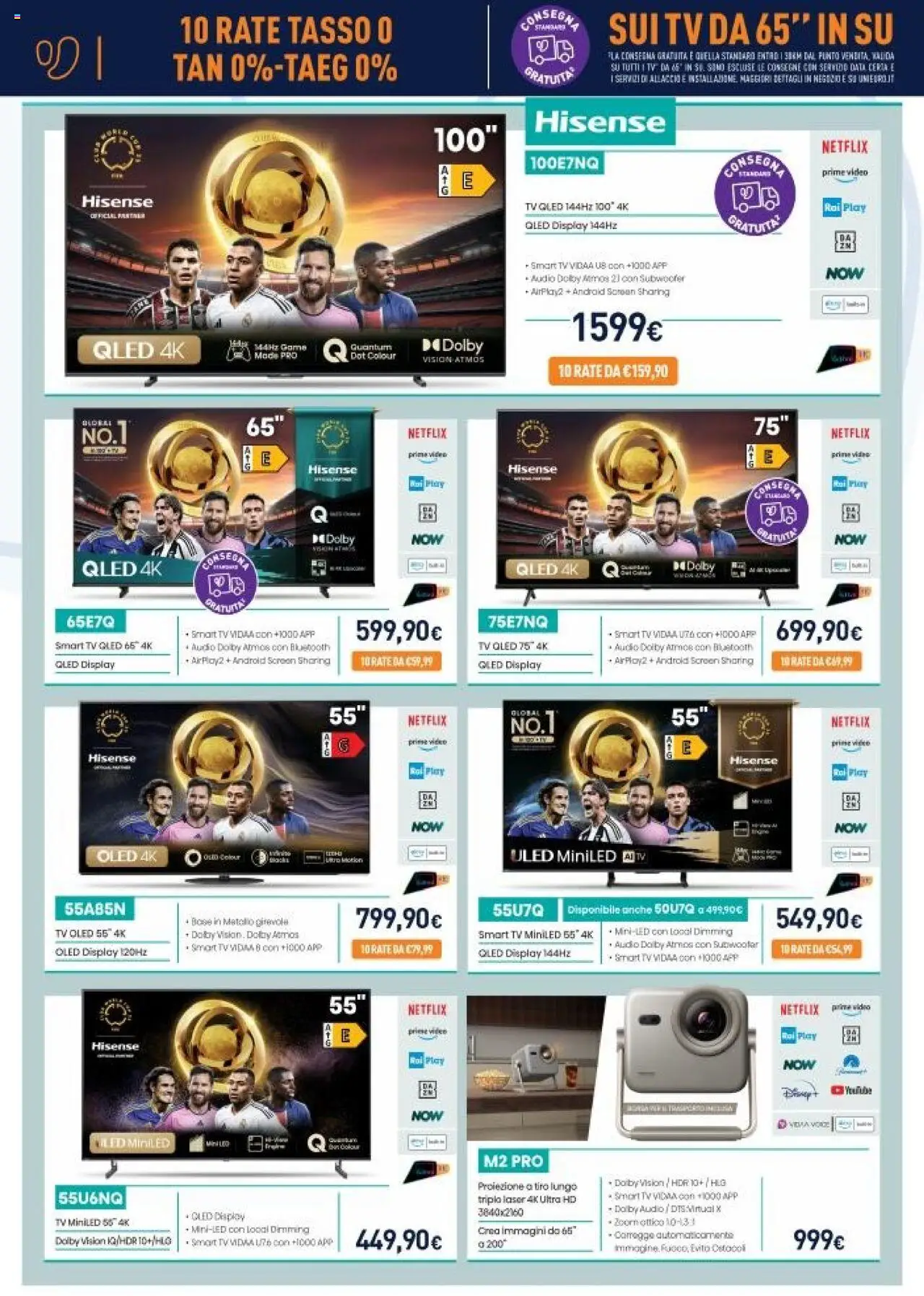 Volantino Unieuro del 22.08.2025 | Pagina: 4 | Prodotti: smart TV, Data, TV, Video