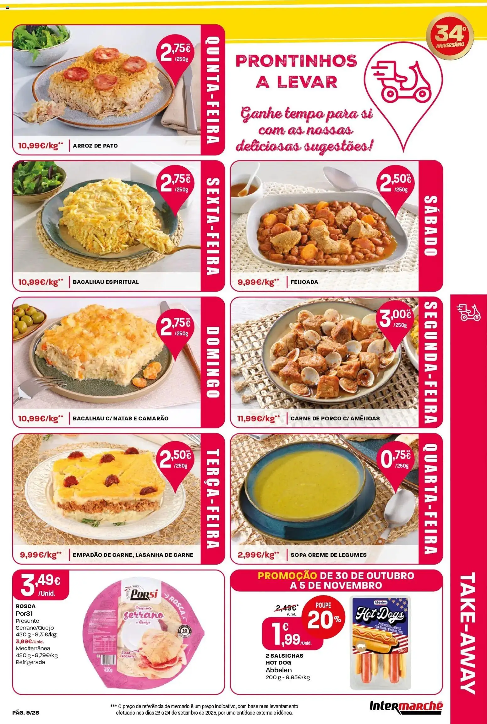 Intermarché - Aniversário à la poupança. » de 30/10/2025 - 05/11/2025 | Página: 9 | Produtos: Lasanha, Sopa, Presunto, Natas