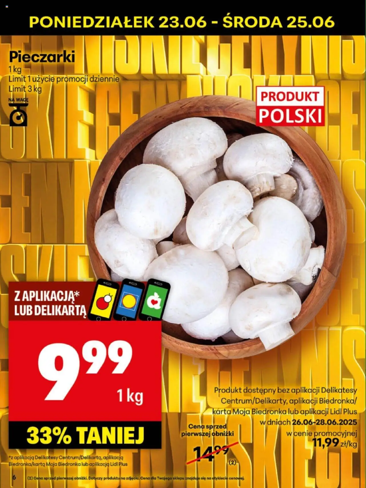 Delikatesy Centrum Gazetka - Sklepy Własne od 23.06.2025 | Strona: 6 | Produkty: Karta, Pieczarki, Delikatesy
