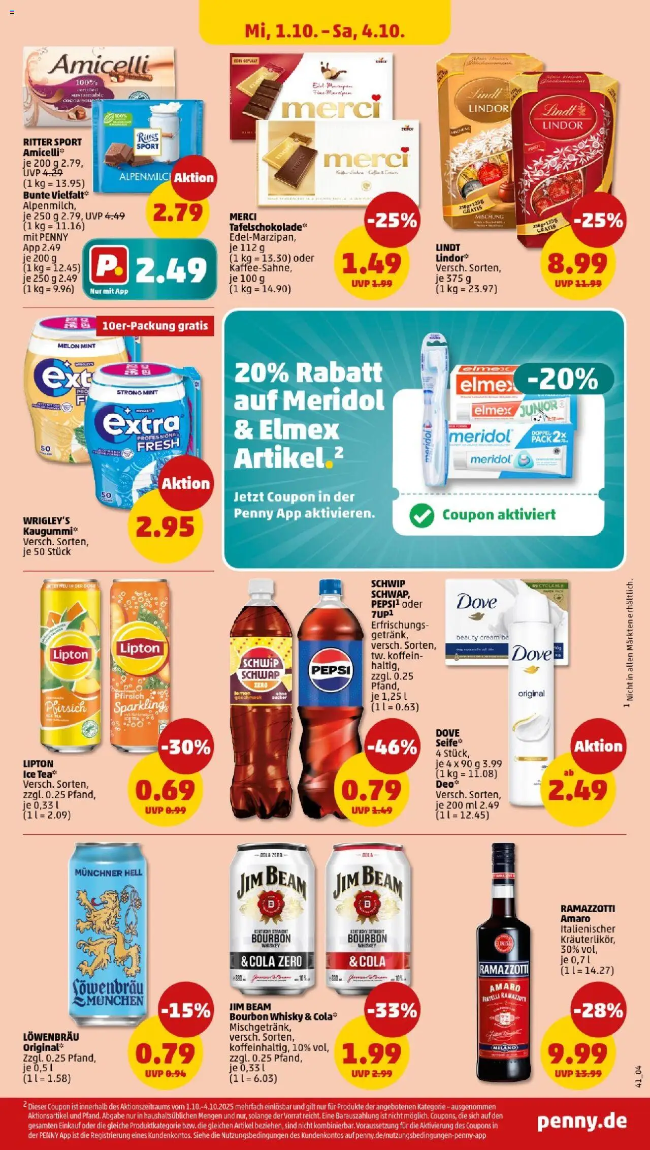 Penny - Bayern  – gültig ab 29.09.2025 | Seite: 43 | Produkte: Merci, Cola, Whiskey, Ramazzotti