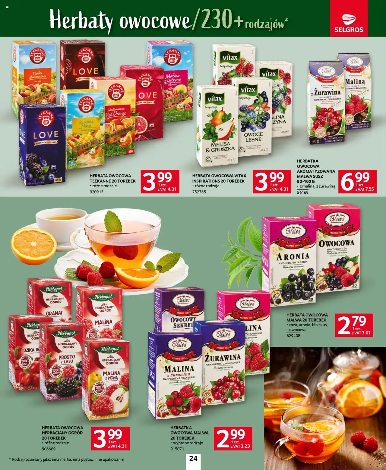 Selgros cash&carry Gazetka - Kawa i Herbata od 09.10.2025 | Strona: 24 | Produkty: Pigwa, Żurawina, Herbata, Melisa