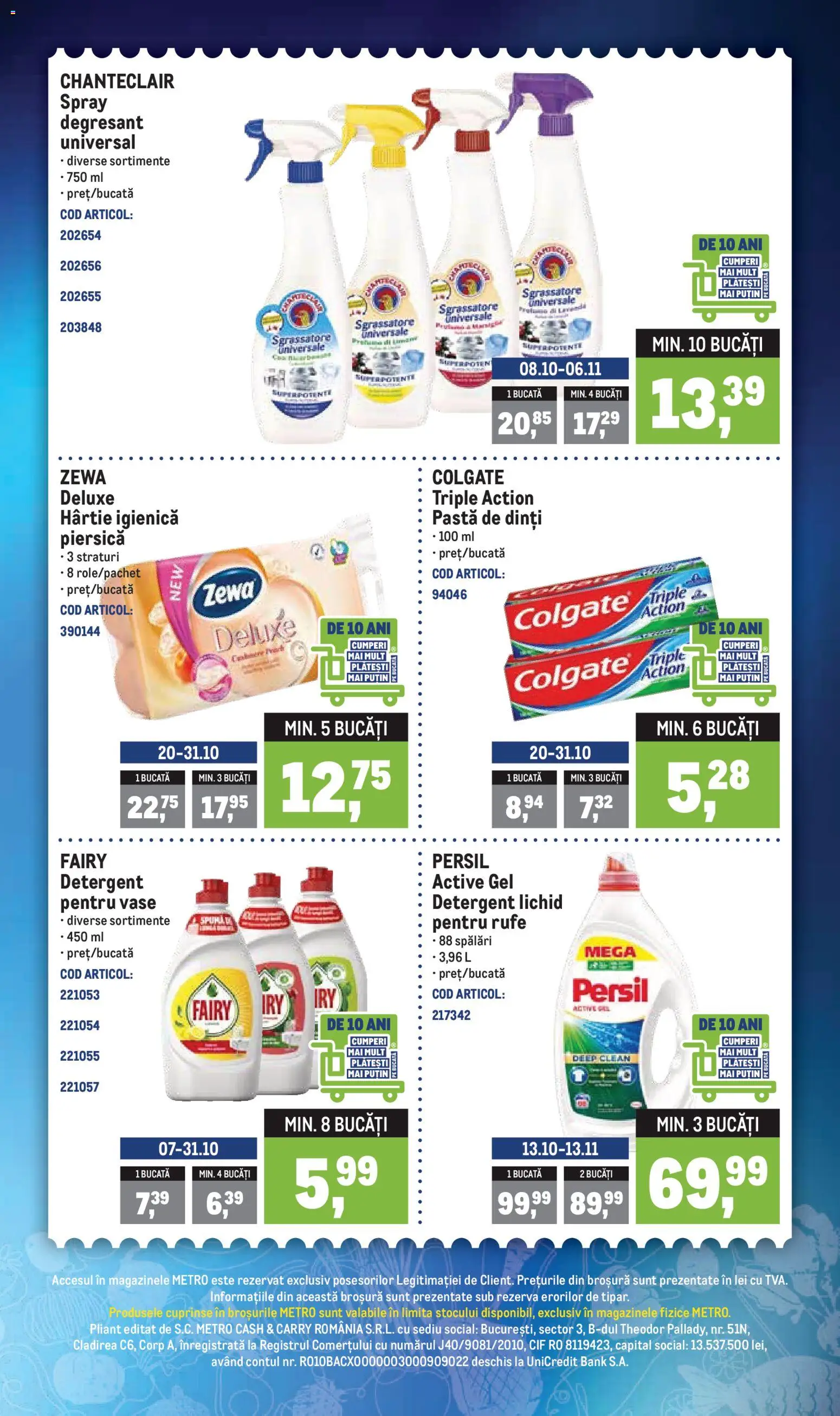 Noul catalog Metro – valabil de la 27.10.2025 | Pagină: 3 | Produse: Piersică, Pomelo, Pastă de dinți, Detergent