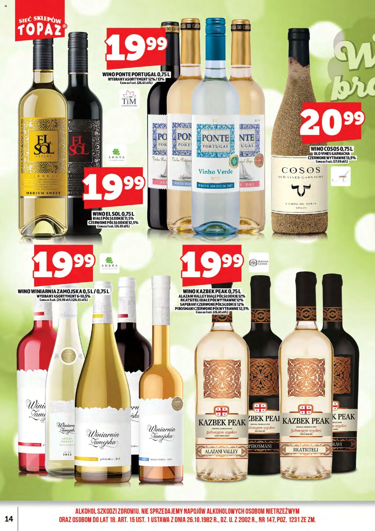 Topaz Gazetka alkoholowa od 16.02.2026 | Strona: 16 | Produkty: Winiarnia, Wino, Alkohol, Sól