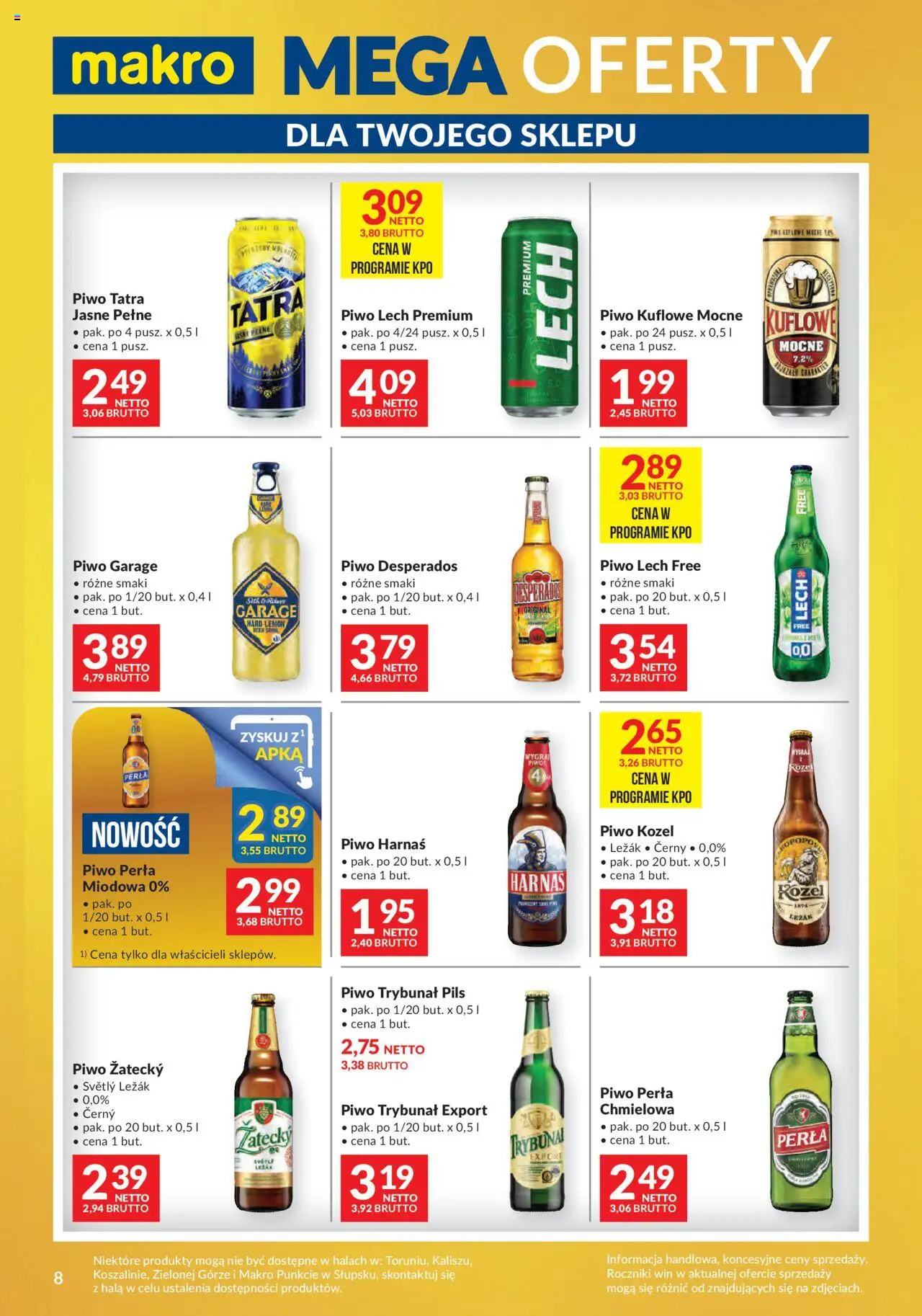 Makro Gazetka - Mega oferty dla Twojego Sklepu oferta z alkoholem od 05.08.2025 | Strona: 8 | Produkty: Leżak, Piwo perła, Harnaś, Piwo