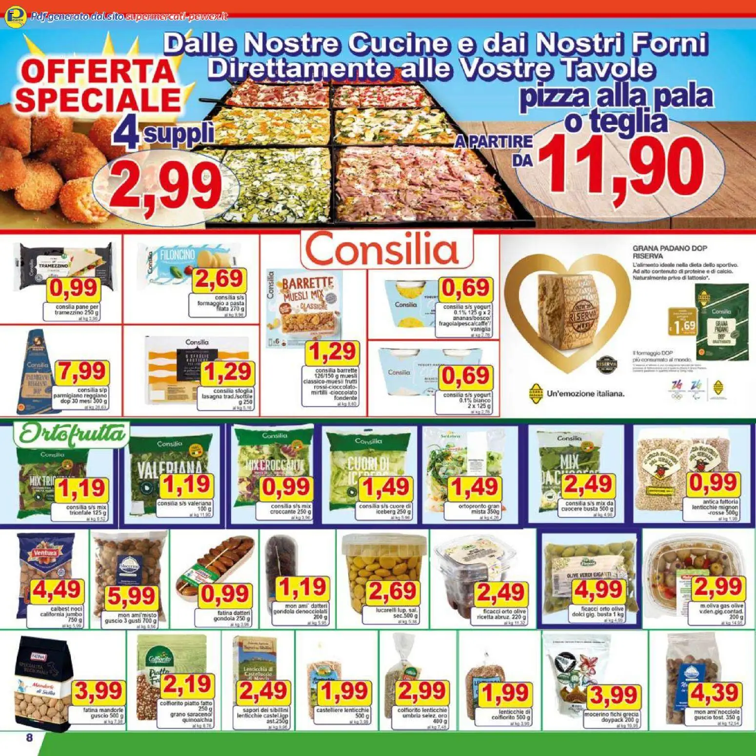 Volantino Pewex del 27.12.2025 | Pagina: 8 | Prodotti: Valeriana, Teglia, Lasagna, Pasta
