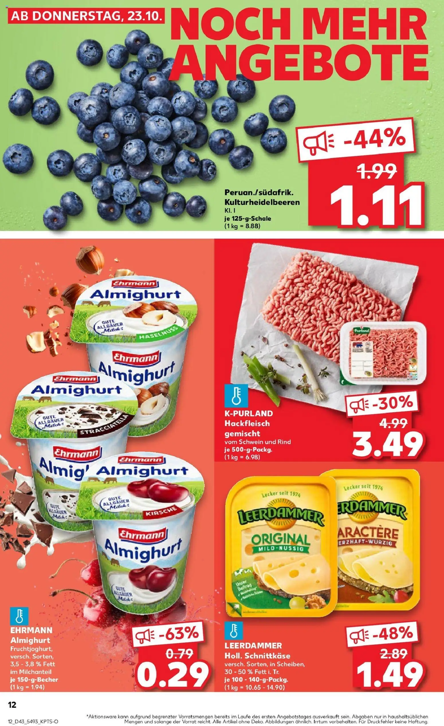 Kaufland prospekt Freising	 – gültig ab 27.10.2025 | Seite: 12 | Produkte: Ehrmann almighurt, Leerdammer, Hackfleisch
