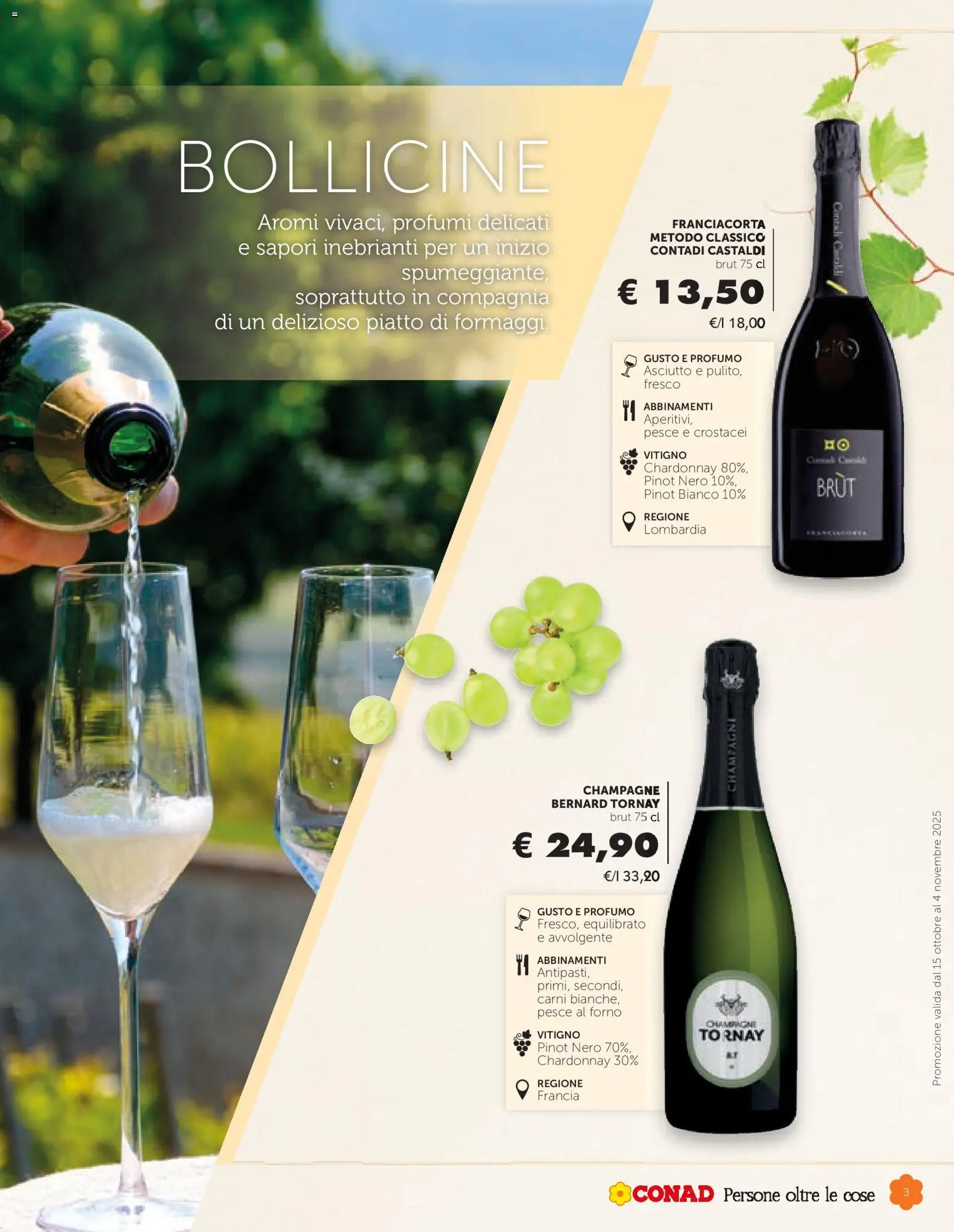 Volantino Conad del 15.10.2025 | Pagina: 3 | Prodotti: Pesce, Champagne, Forno, Profumo