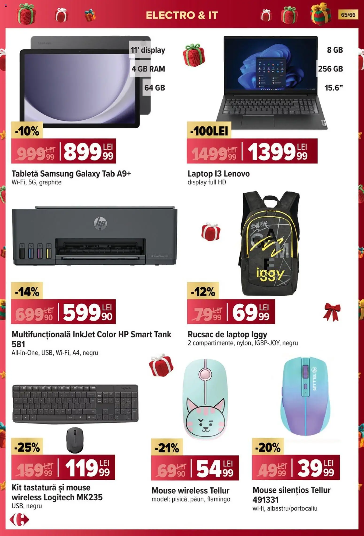 Noul catalog Carrefour – valabil de la 19.11.2025 | Pagină: 65 | Produse: Laptop, Mouse, Tastatură, Rucsac