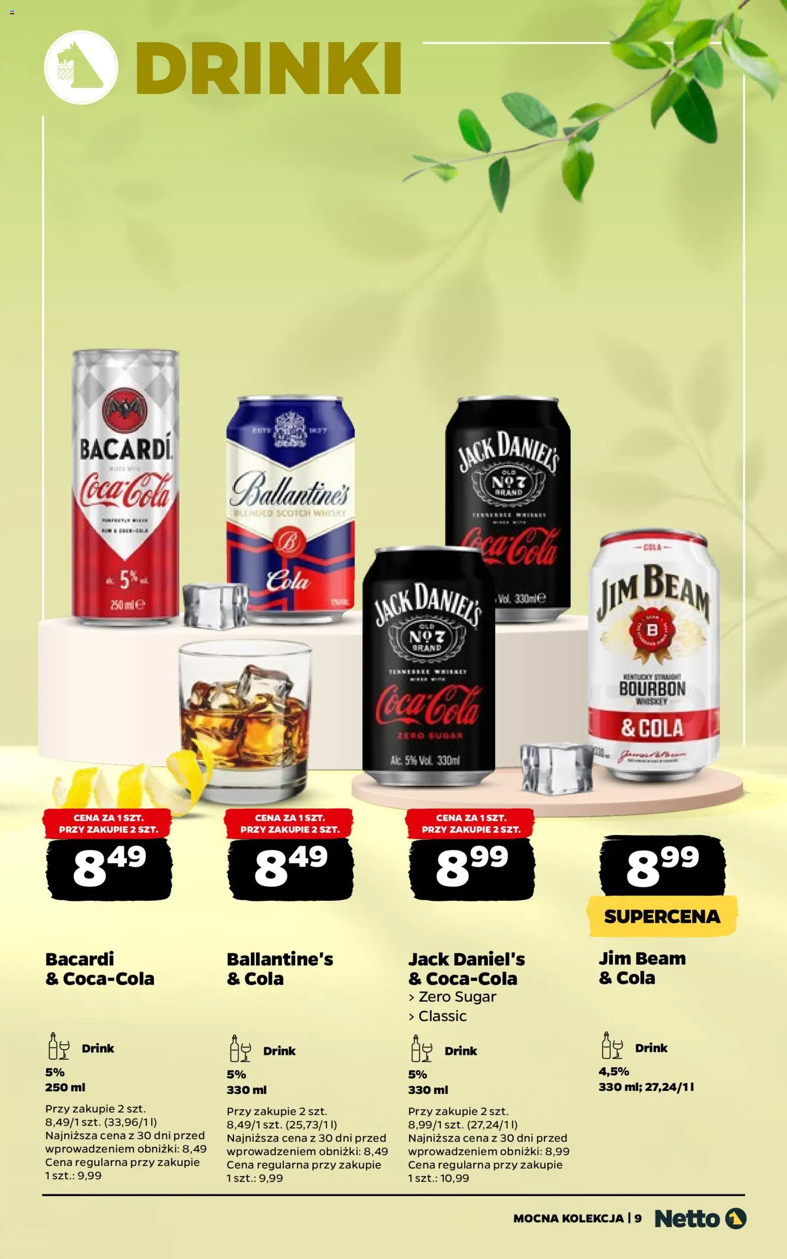Netto gazetka - Alkohole mocne od 16.03.2026 | Strona: 9 | Produkty: Jim Beam, Coca cola, Jack Daniel's, Whisky