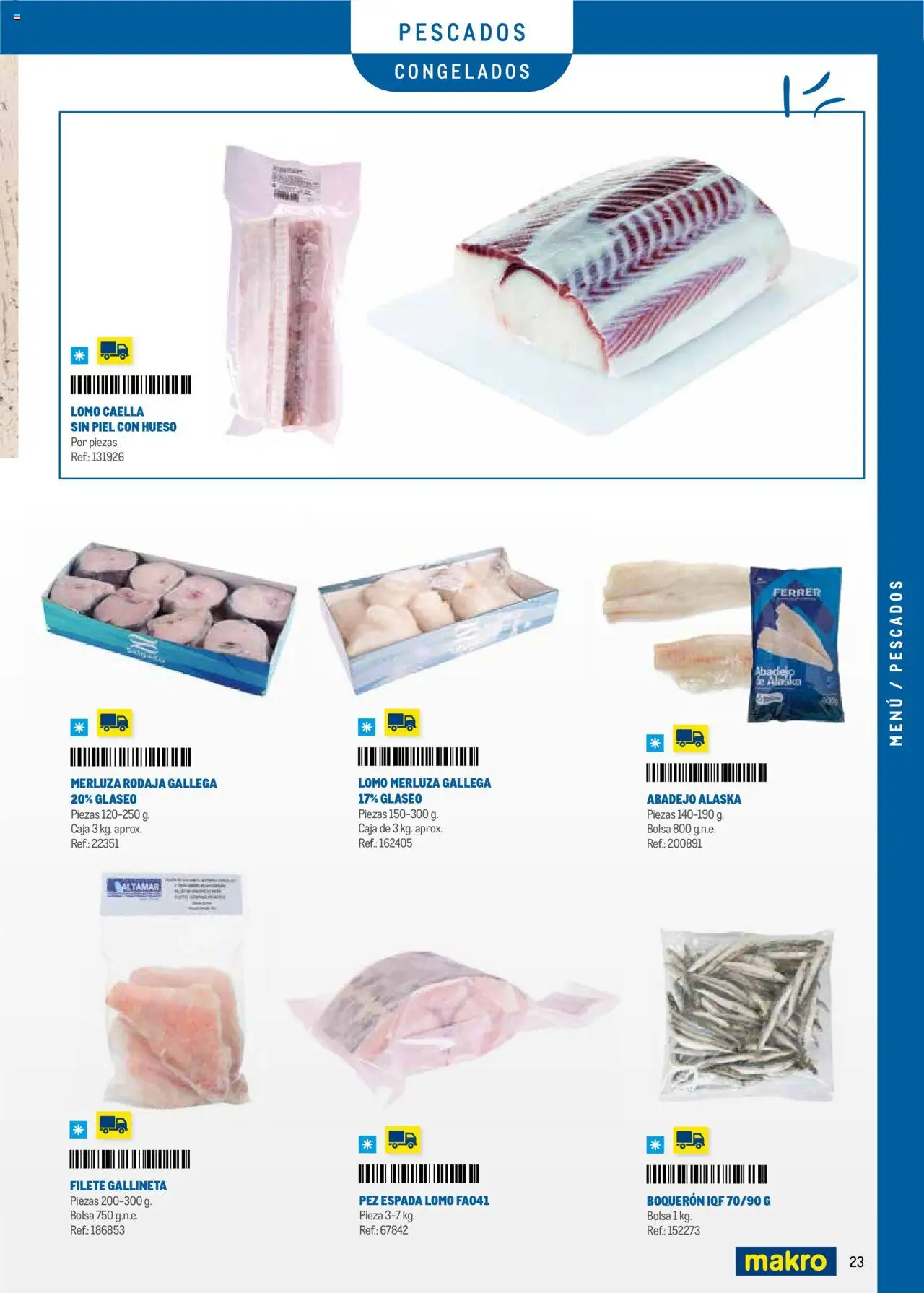 Makro - Menú y Barra Centro │ válido desde el 08.09.2025 | Página: 23 | Productos: Bolsa, Filete, Caja