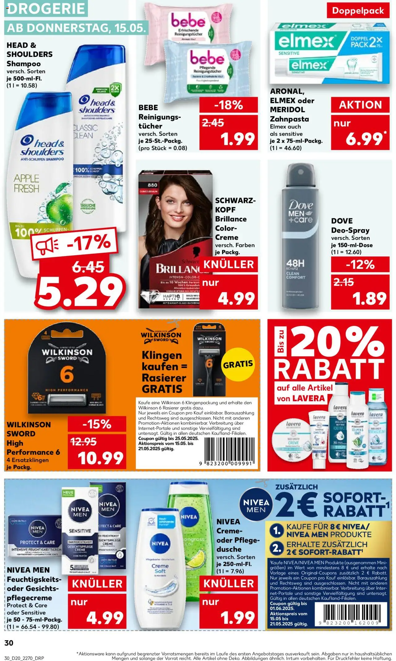Kaufland - Hannover, Bornumer Straße 141 - gültig ab dem 15.05.2025 | Seite: 30 | Produkte: Rasierer, Shampoo, Creme, Zahnpasta