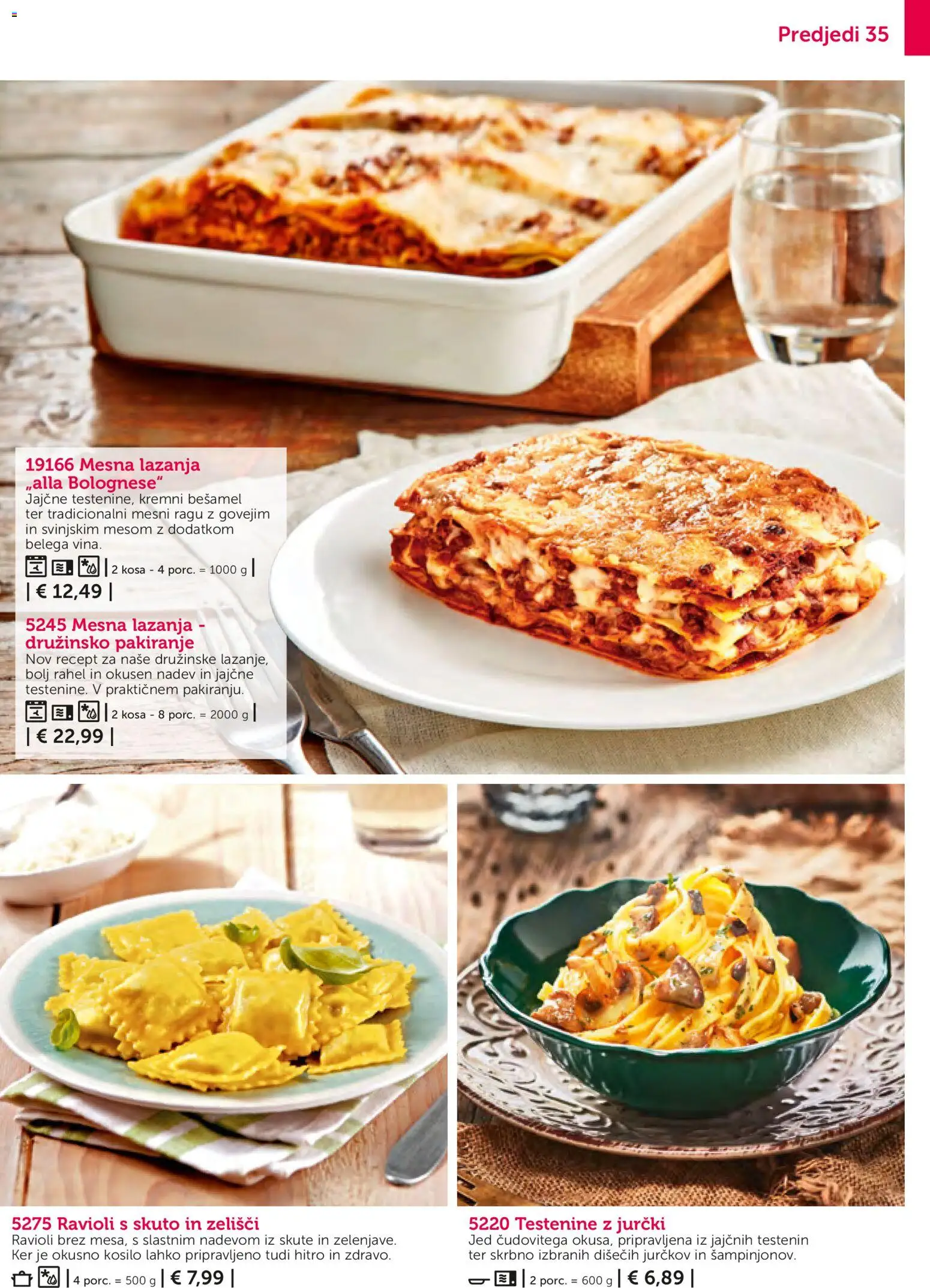 Novi Bofrost katalog ponudbe – veljaven od 01.11.2025 | Stran: 35 | Izdelki: Lazanja, Testenine