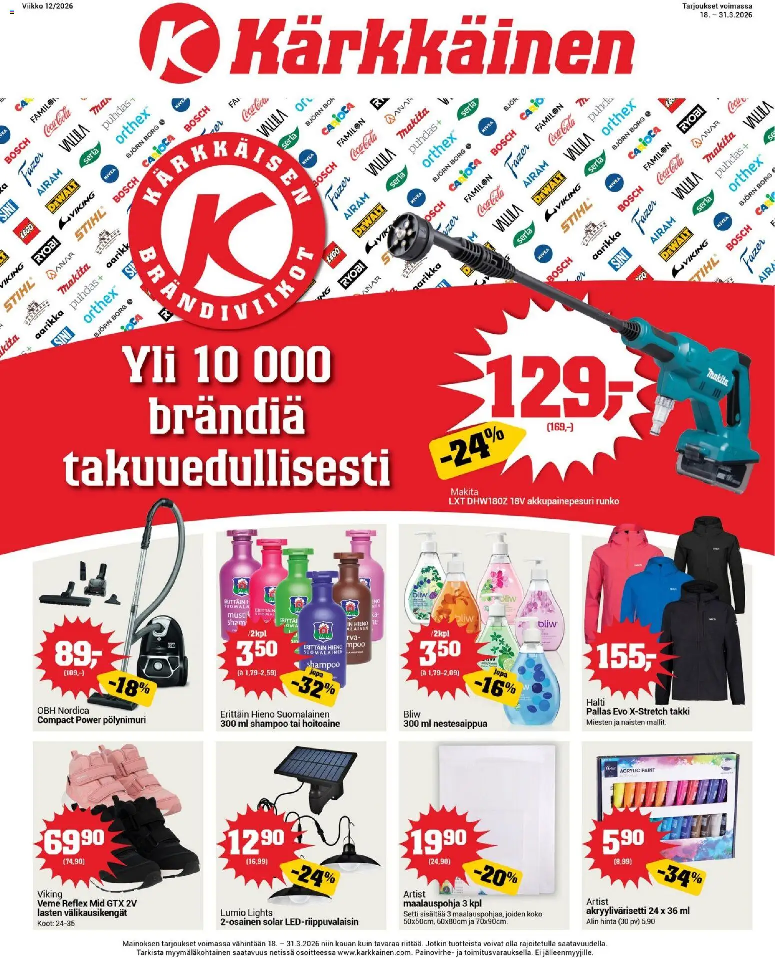 Kärkkäinen tarjoukset – voimassa 18.03.2026 alkaen | Sivu: 1 | Tuotteet: Shampoo, Hoitoaine, Coca cola, Takki