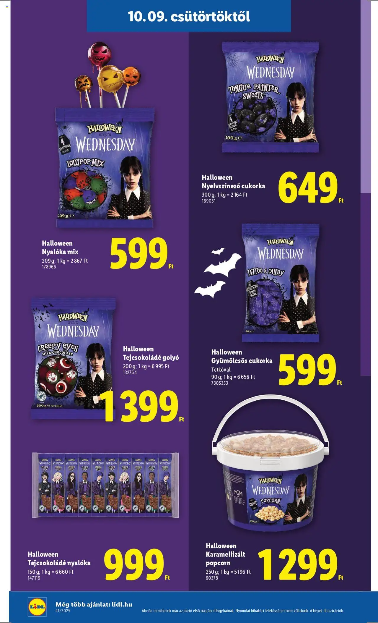 Lidl akciós ujság - amely érvényes a következő dátumtól: 09.10.2025 | Oldal: 24 | Termékek: Nyalóka, Popcorn, Tejcsokoládé, Cukorka