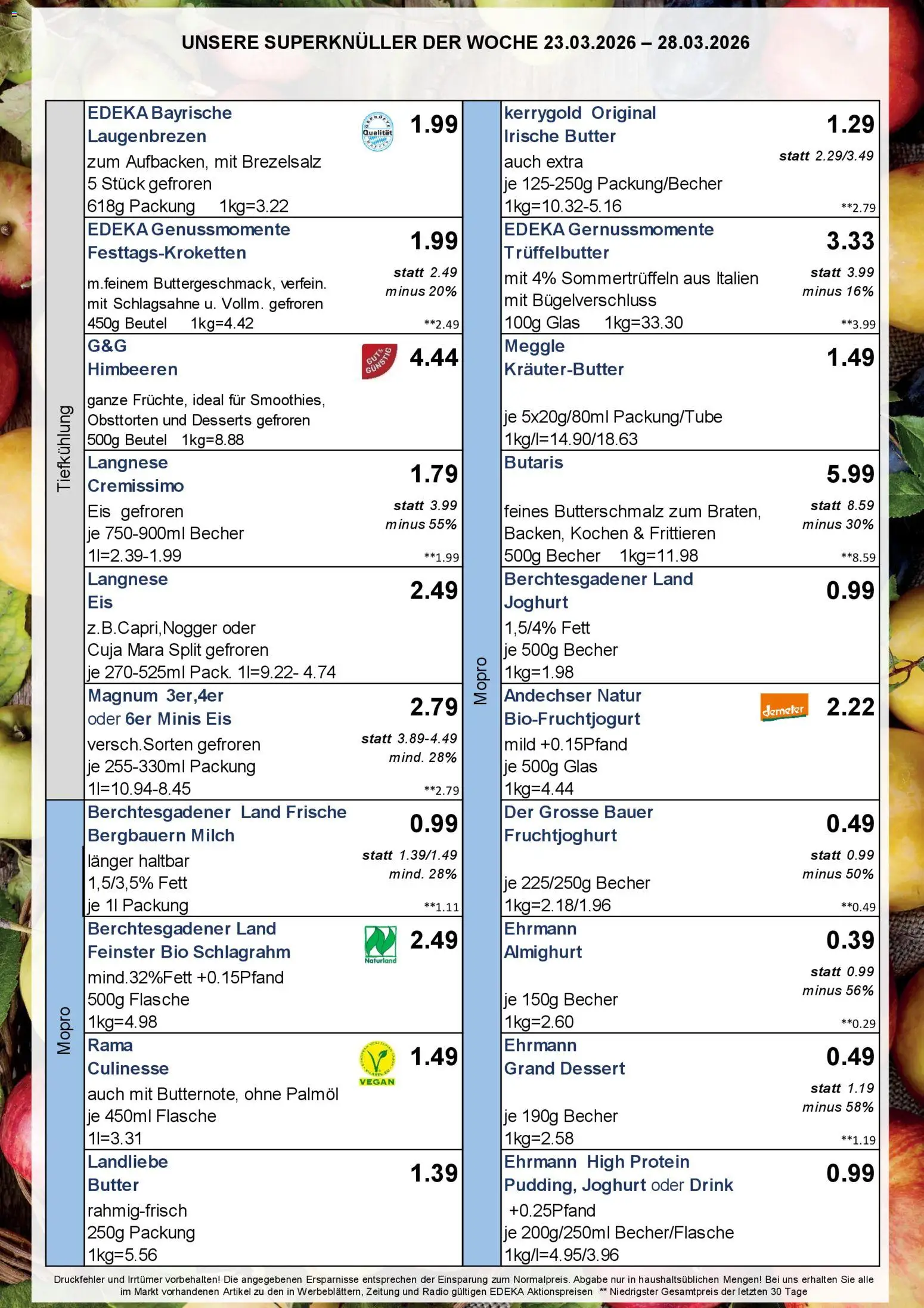 Simmel Bayern – gültig ab 23.03.2026 | Seite: 6 | Produkte: Butterschmalz, Langnese, Milch, Fruchtjoghurt