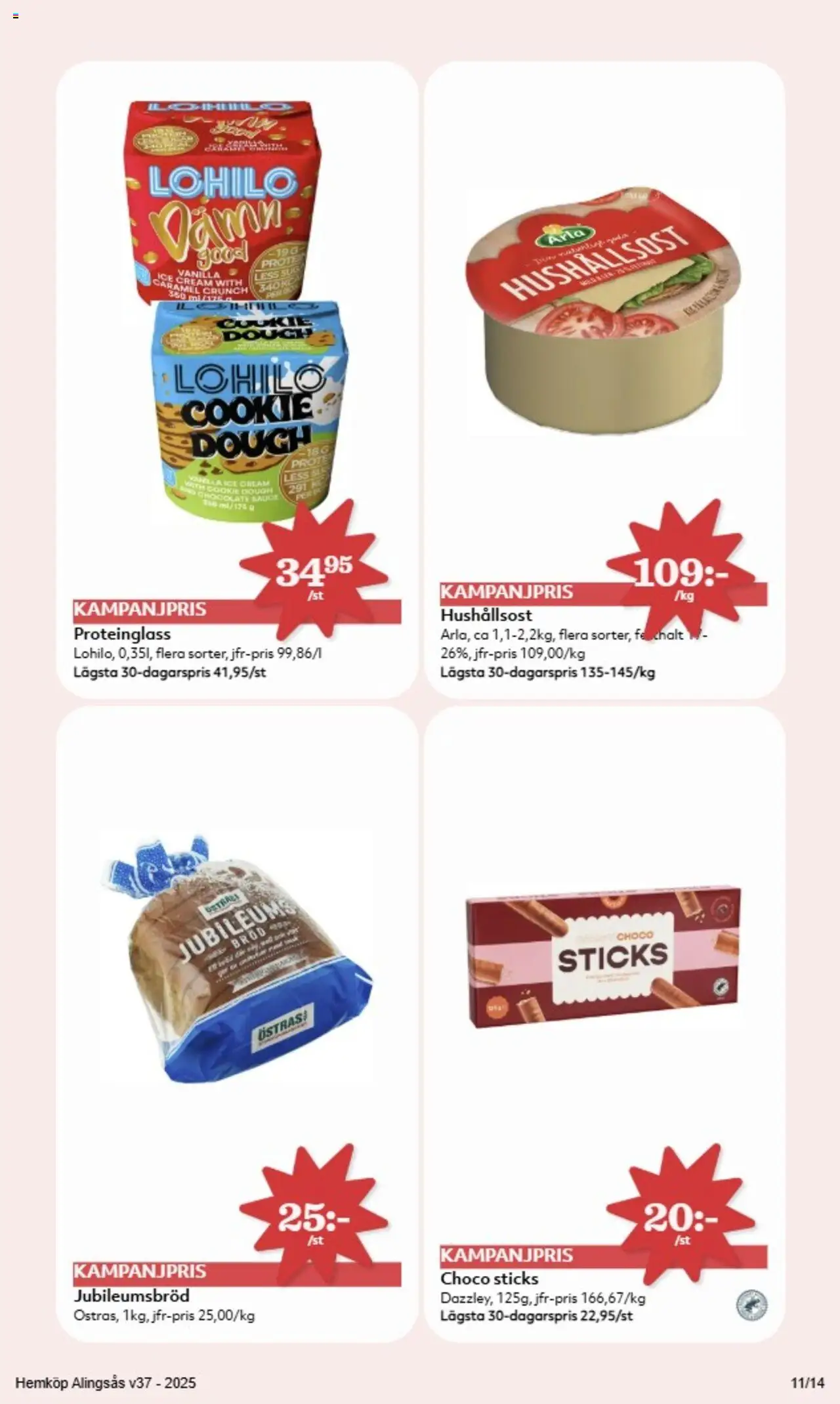 Hemköp reklamblad aktuell från 08.09.2025 | Sida: 11 | Produkter: Hushållsost, Bröd