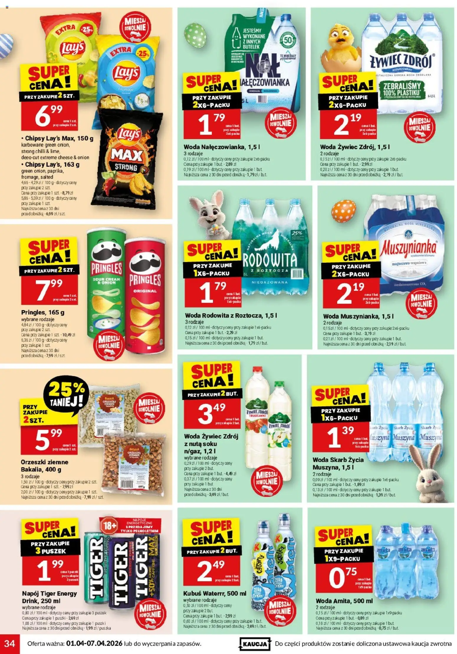 Twój Market gazetka od 01.04.2026 | Strona: 34 | Produkty: Woda żywiec, Napoje, Muszynianka, Woda