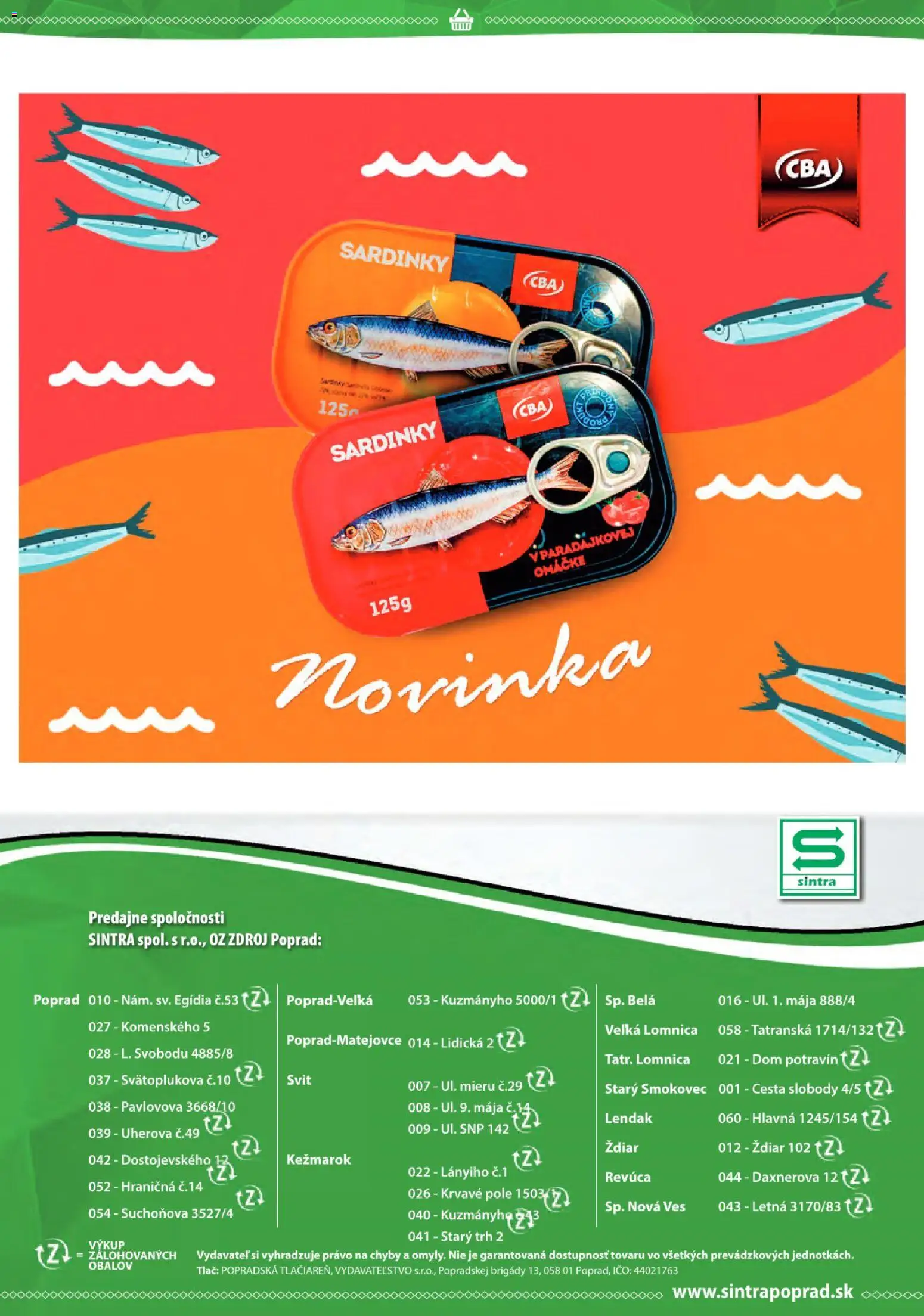 Nové Sintra akcie – leták je platný od 06.11.2025 | Strana: 24 | Produkty: Sardinky