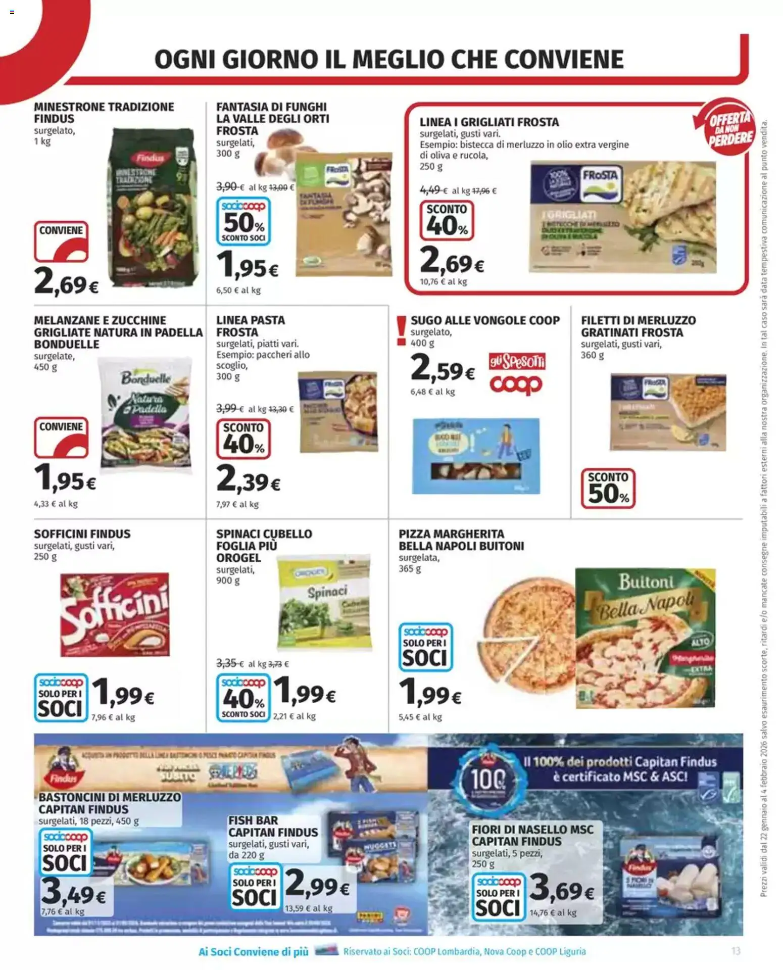 Volantino COOP del 22.01.2026 | Pagina: 13 | Prodotti: Merluzzo, Pasta, Olio extra vergine, Nasello