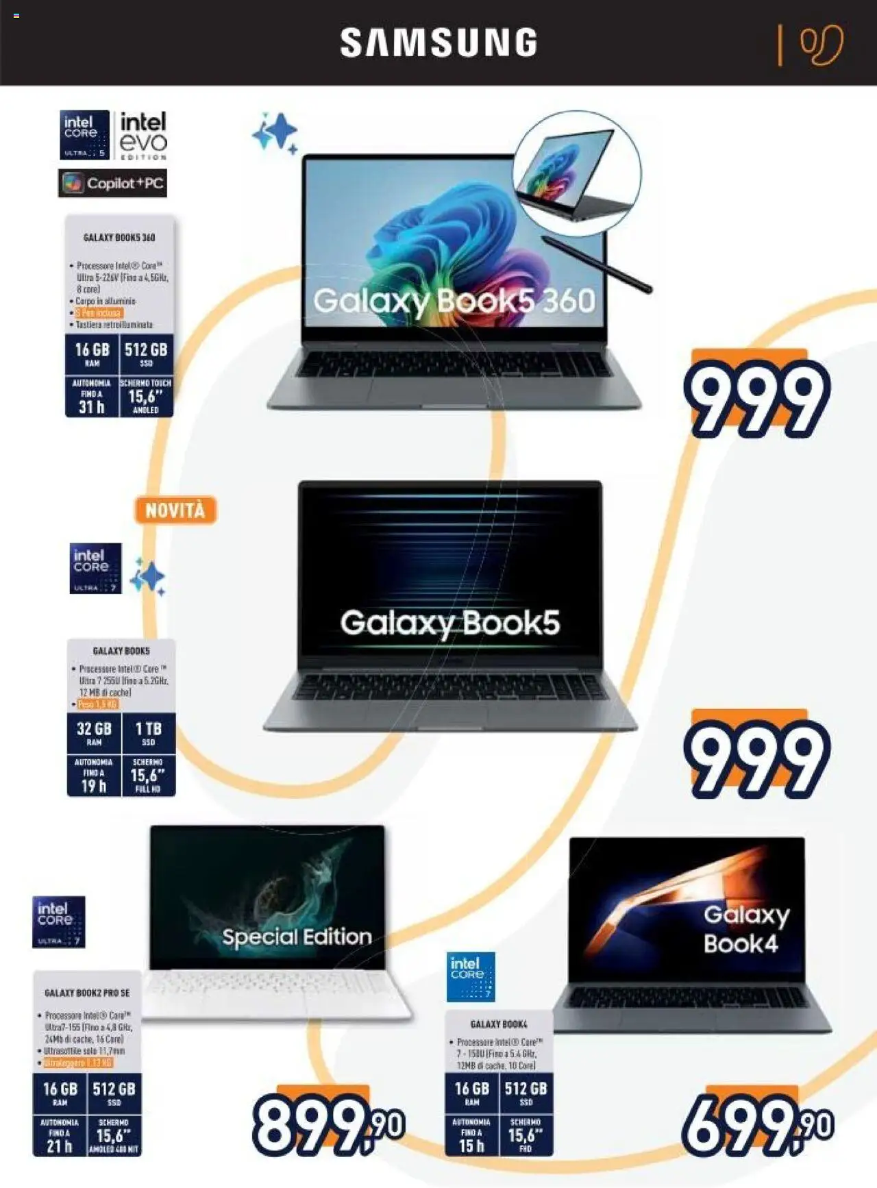 Volantino Unieuro del 03.10.2025 | Pagina: 15 | Prodotti: Schermo, Tastiera, Alluminio, Samsung