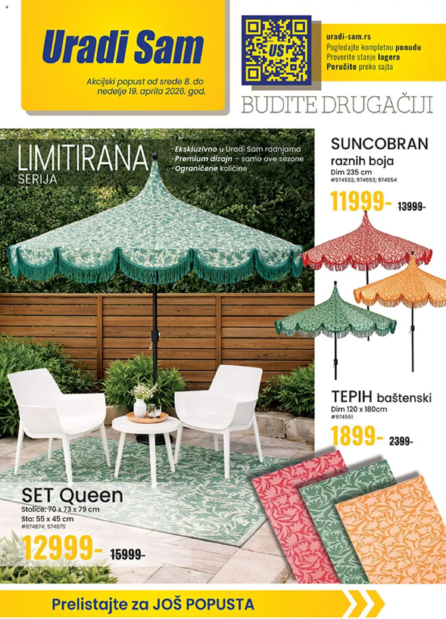 Uradi Sam katalog - važi od 08.04.2026 | Strana: 1 | Proizvode: Sto, Tepih, Suncobran