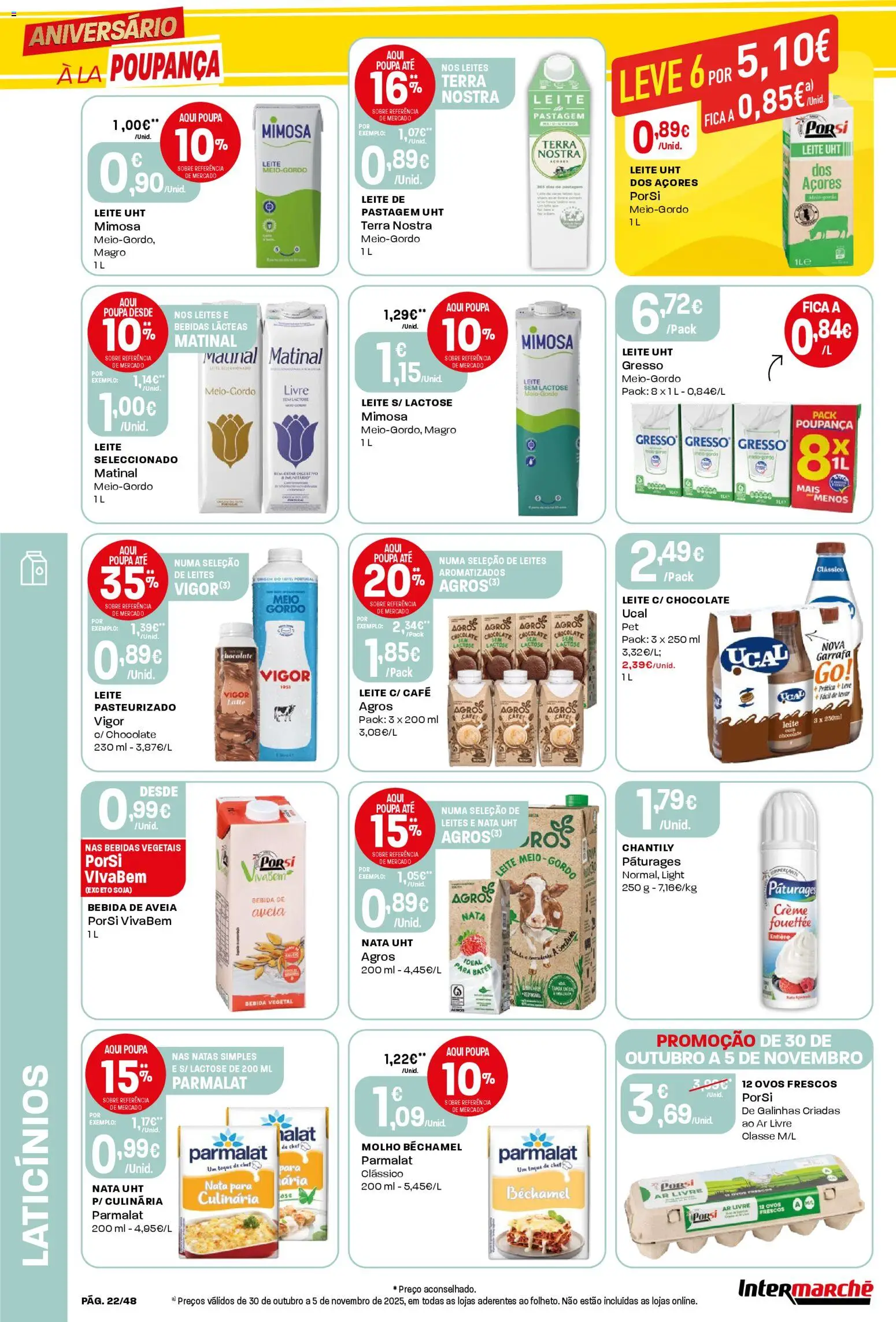 Intermarché folheto │ válido de 30.10.2025 | Página: 22 | Produtos: Soja, Leite, Café, Natas