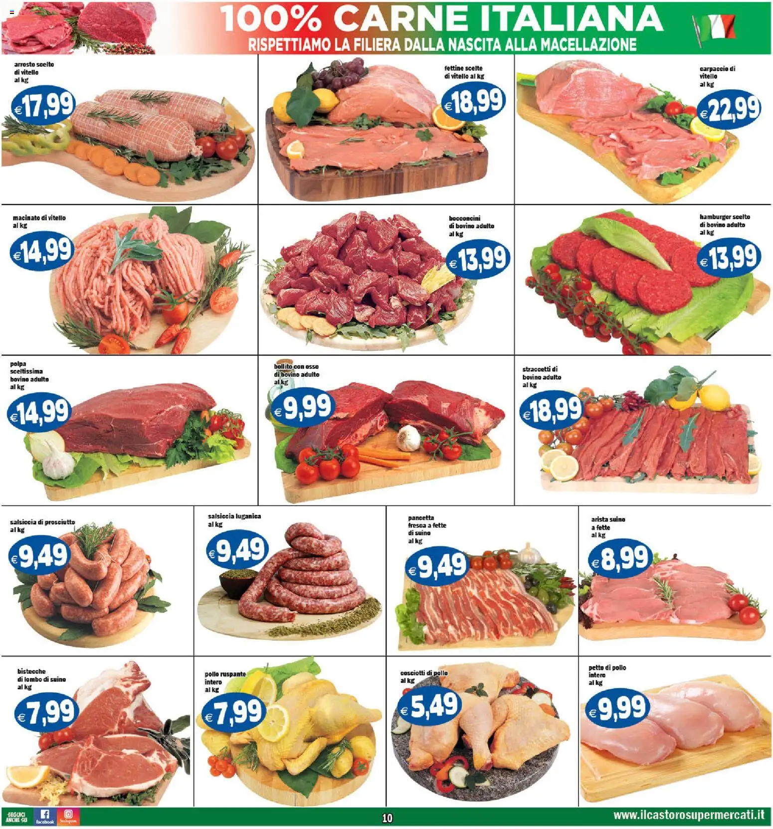 Volantino Il Castoro del 06.12.2025 | Pagina: 10 | Prodotti: Suino, Prosciutto, Hamburger, Macinato