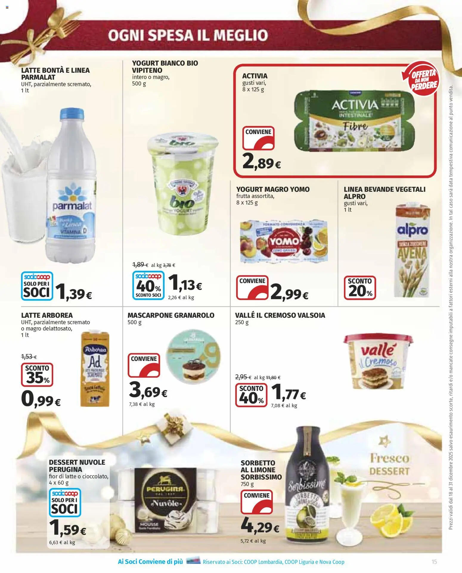 Volantino Ipercoop del 18.12.2025 | Pagina: 15 | Prodotti: Yogurt, Sorbetto, Frutta, Limone