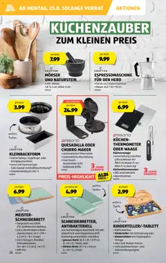 Aldi Aktionen ab 21.08.2025 | Seite: 25 | Produkte: Milch, Saft, Herd, Thermometer