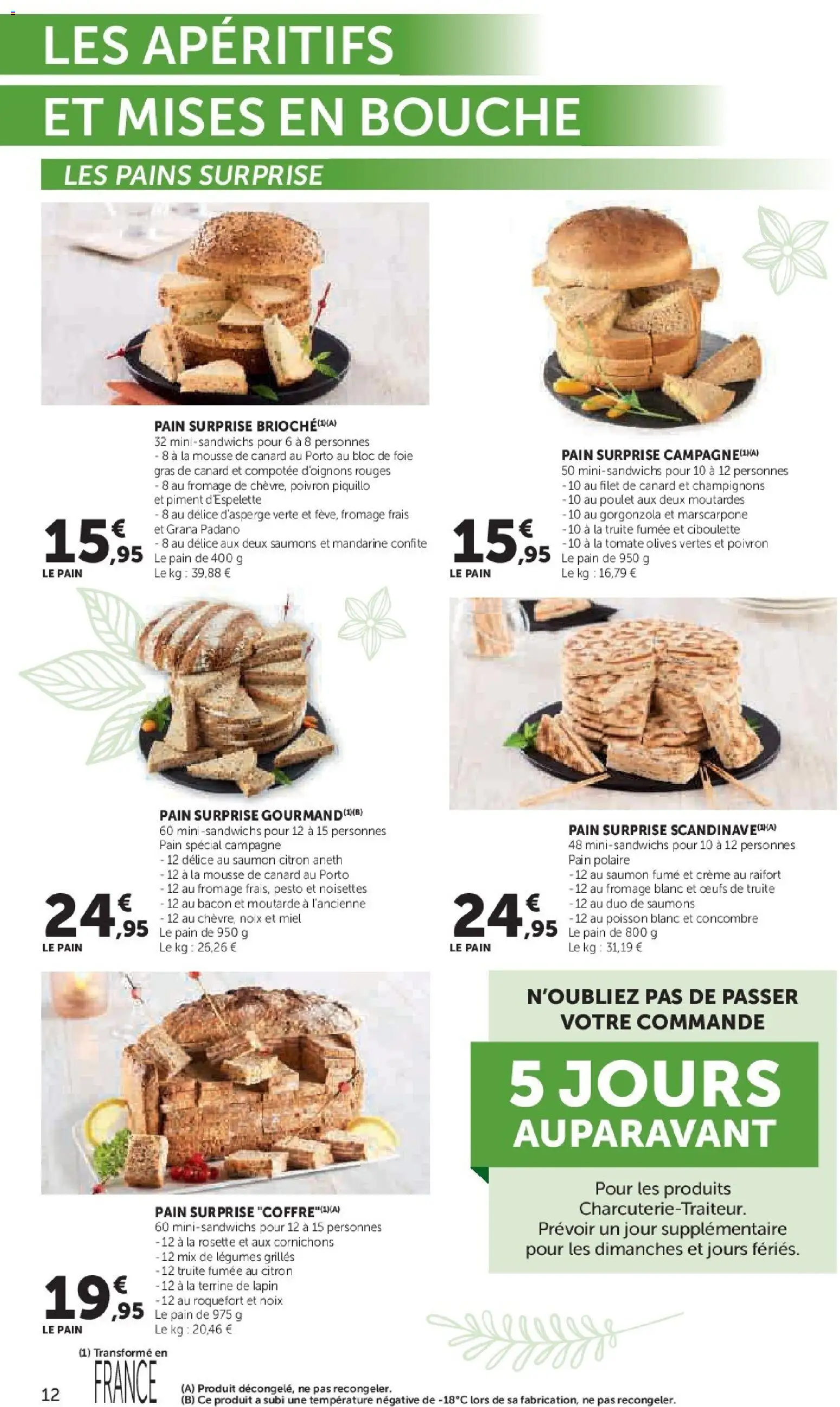 {H1} | Page: 12 | Produits: Pain surprise, Piment d'espelette, Fromage, Moutarde