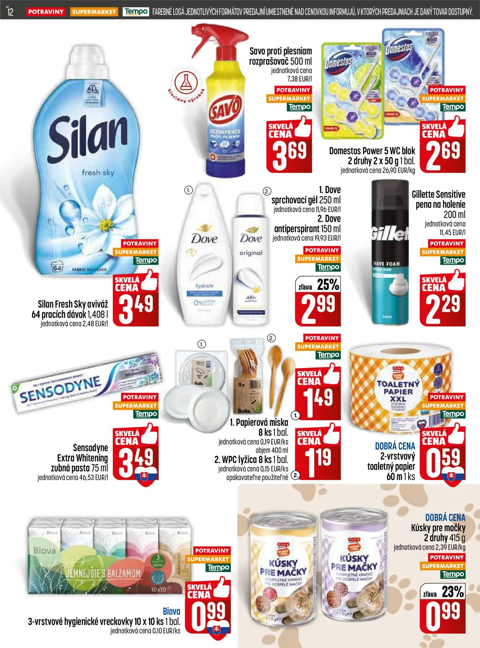 Nové COOP Jednota akcie – leták je platný od 30.04.2026 | Strana: 12 | Produkty: Savo, Toaletný papier, Pena na holenie, Antiperspirant