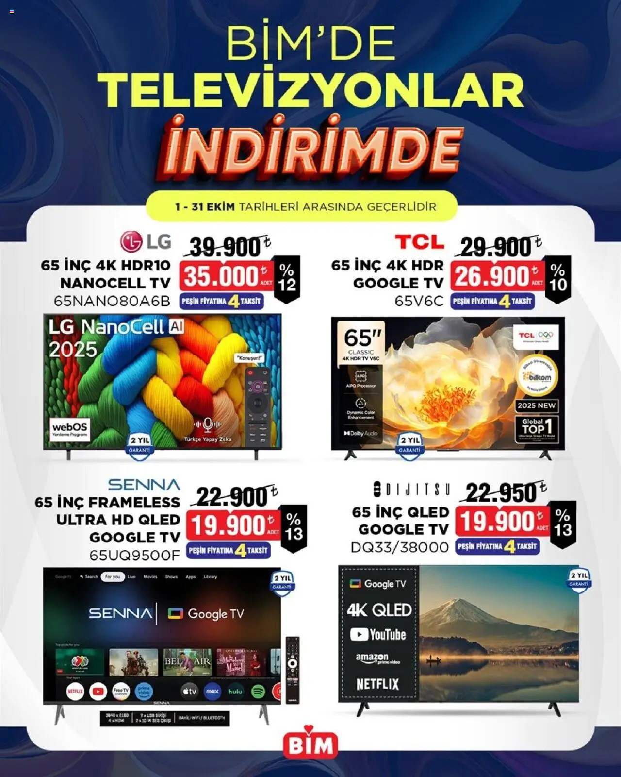 BİM - Televizyon, İndirim - 01.10.2025 tarihinden itibaren geçerlidir | Sayfa: 2 | Ürünler: TV, Ses, USB
