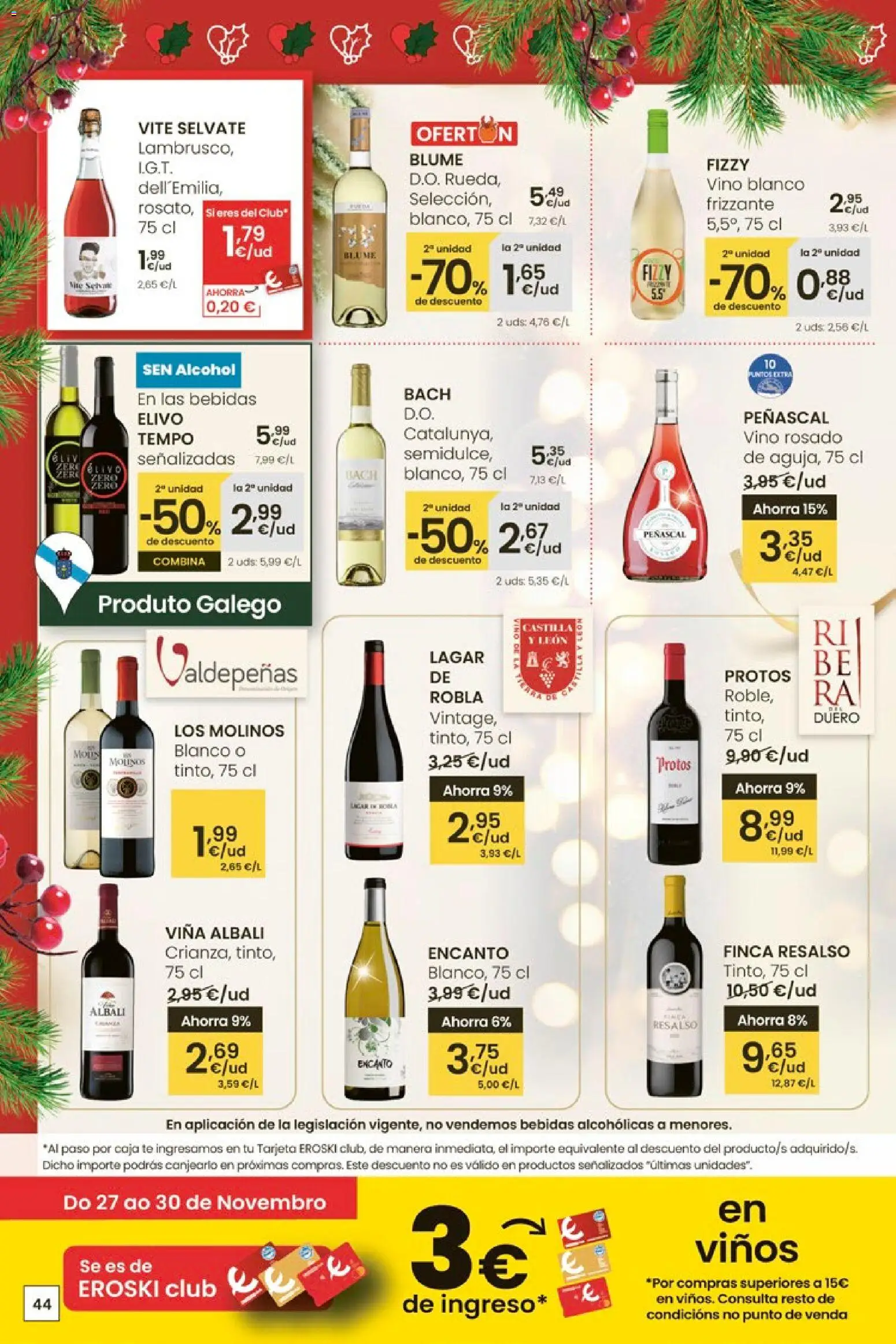 Eroski - Center │ válido desde el 27.11.2025 | Página: 44 | Productos: Vino rosado, Vino, Té, Caja
